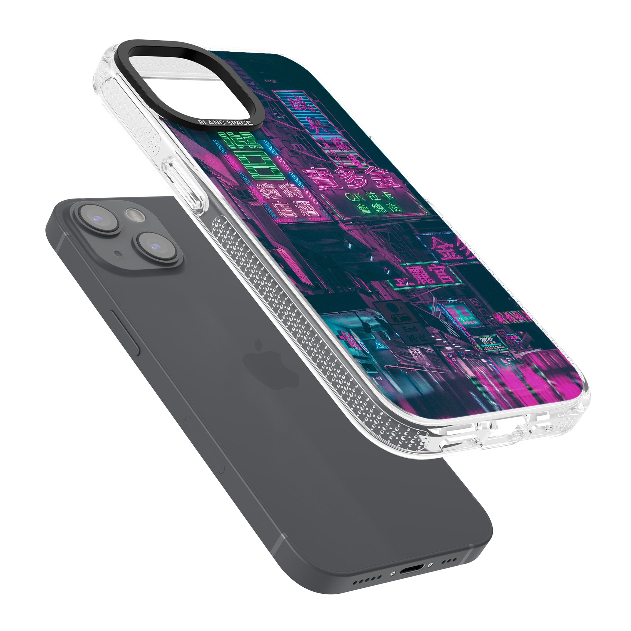 Rainy Reflections - Neon Cities Photographs iPhone 15 / 14 / 13 Clear Case Impact Air - Blanc Space