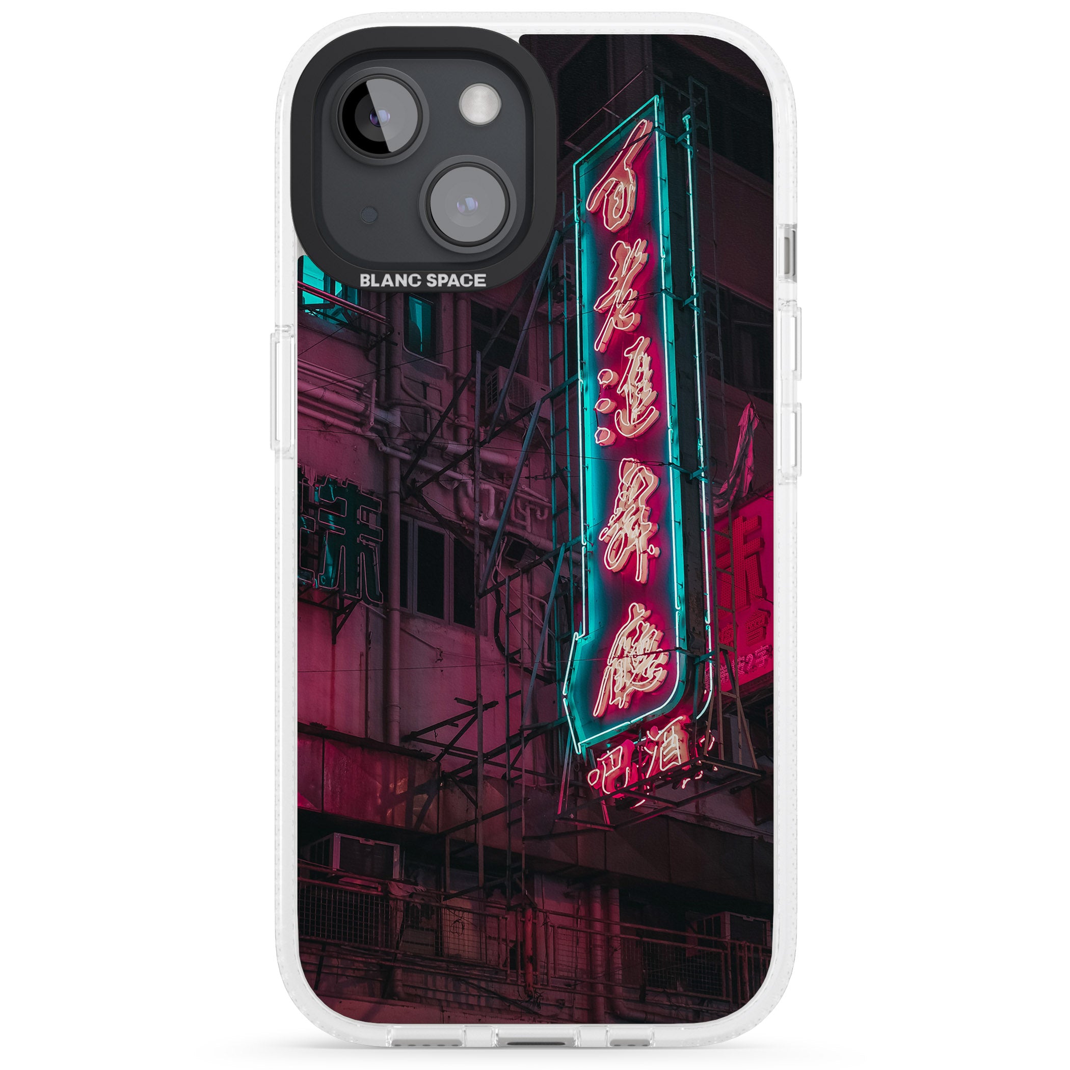 Large Kanji Sign - Neon Cities Photographs iPhone 15 / 14 / 13 Clear Case Impact Air - Blanc Space