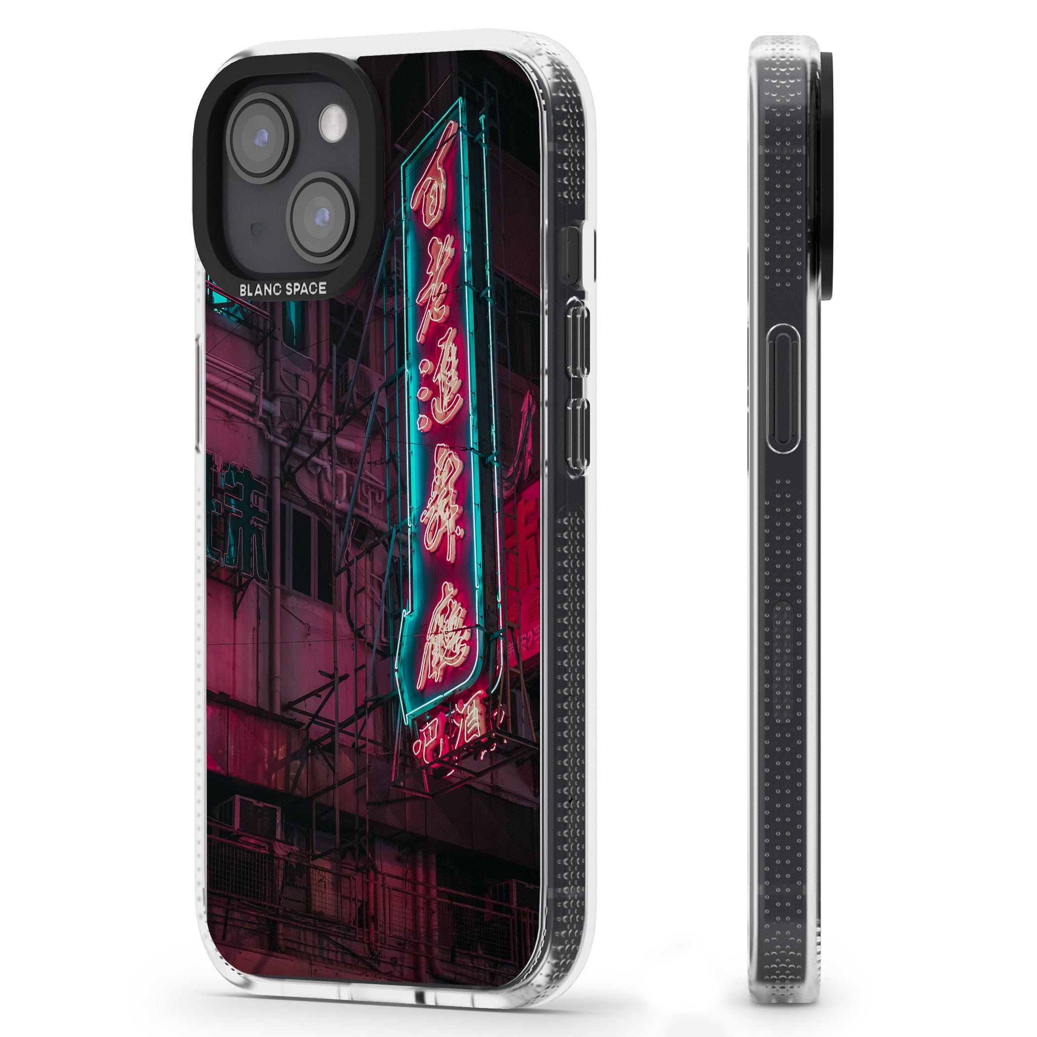 Large Kanji Sign - Neon Cities Photographs iPhone 15 / 14 / 13 Clear Case Impact Air - Blanc Space