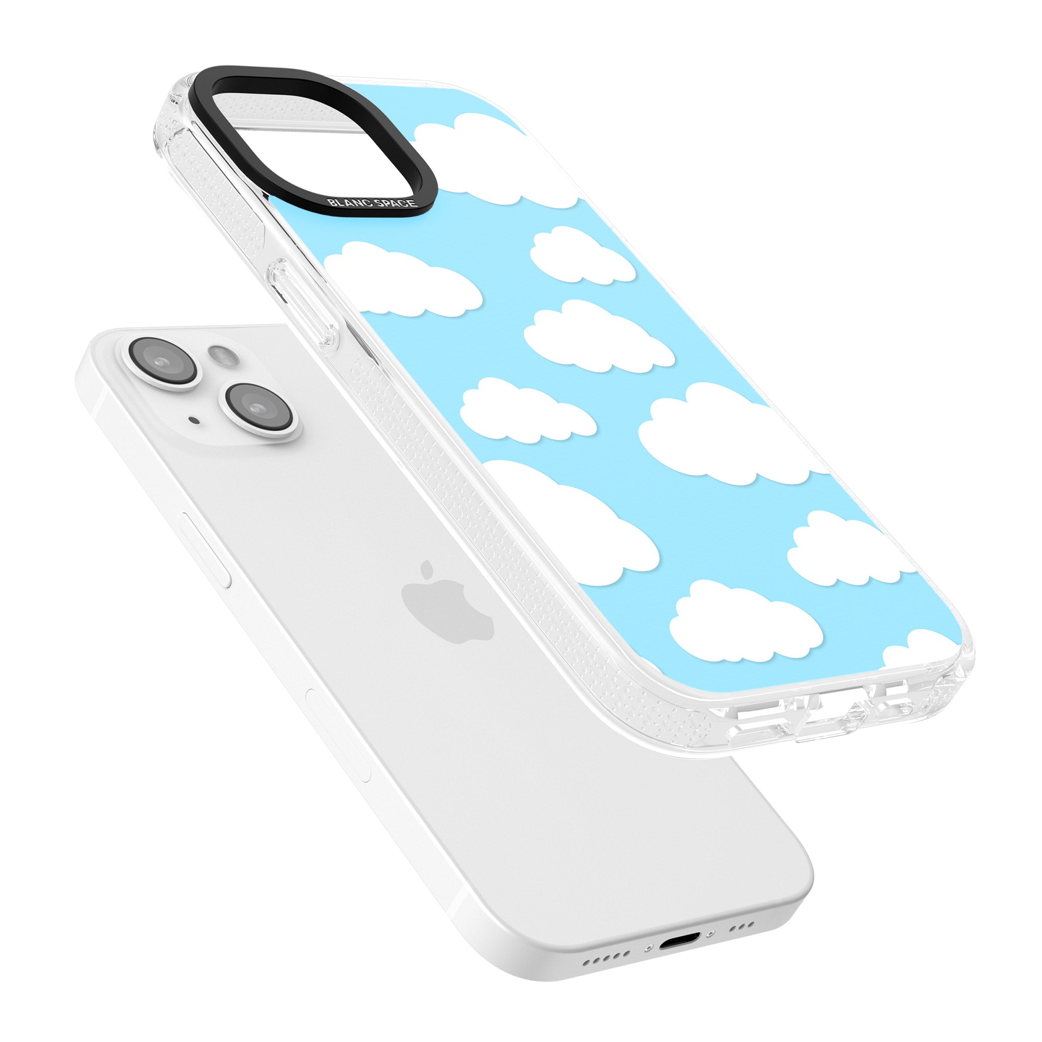 Blue Sky & Clouds Pattern iPhone 15 / 14 / 13 Clear Case Impact Air - Blanc Space