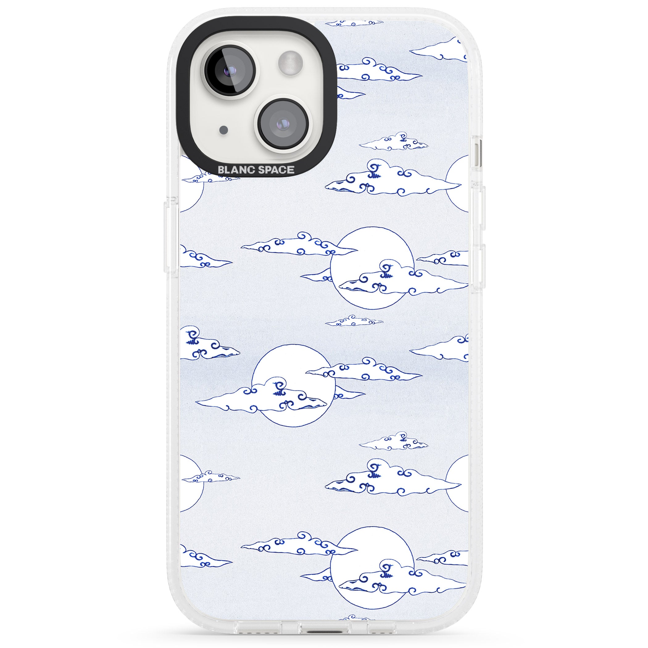 Moon & Clouds iPhone 15 / 14 / 13 Clear Case Impact Air - Blanc Space