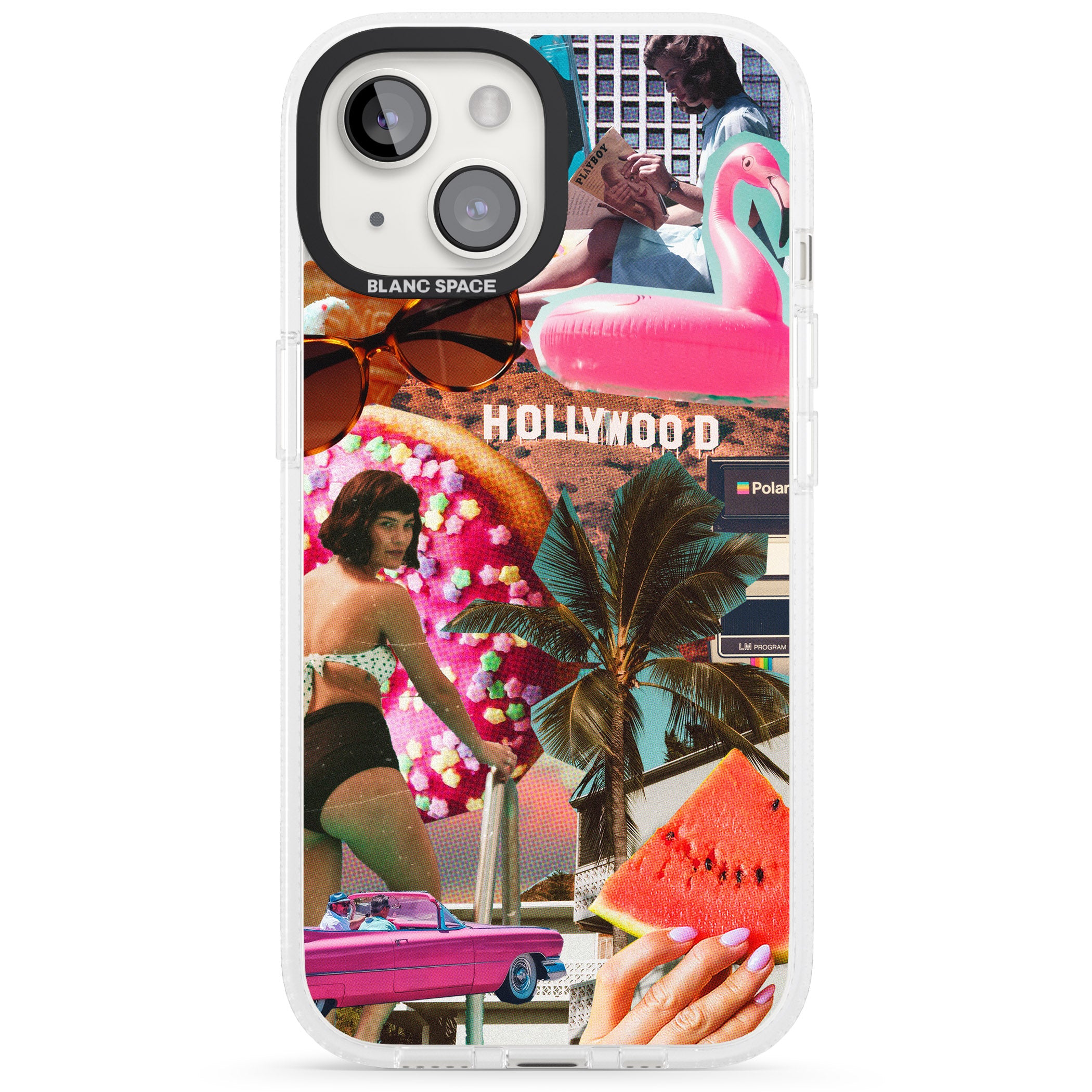 Vintage Collage: Hollywood Mix iPhone 15 / 14 / 13 Clear Case Impact Air - Blanc Space
