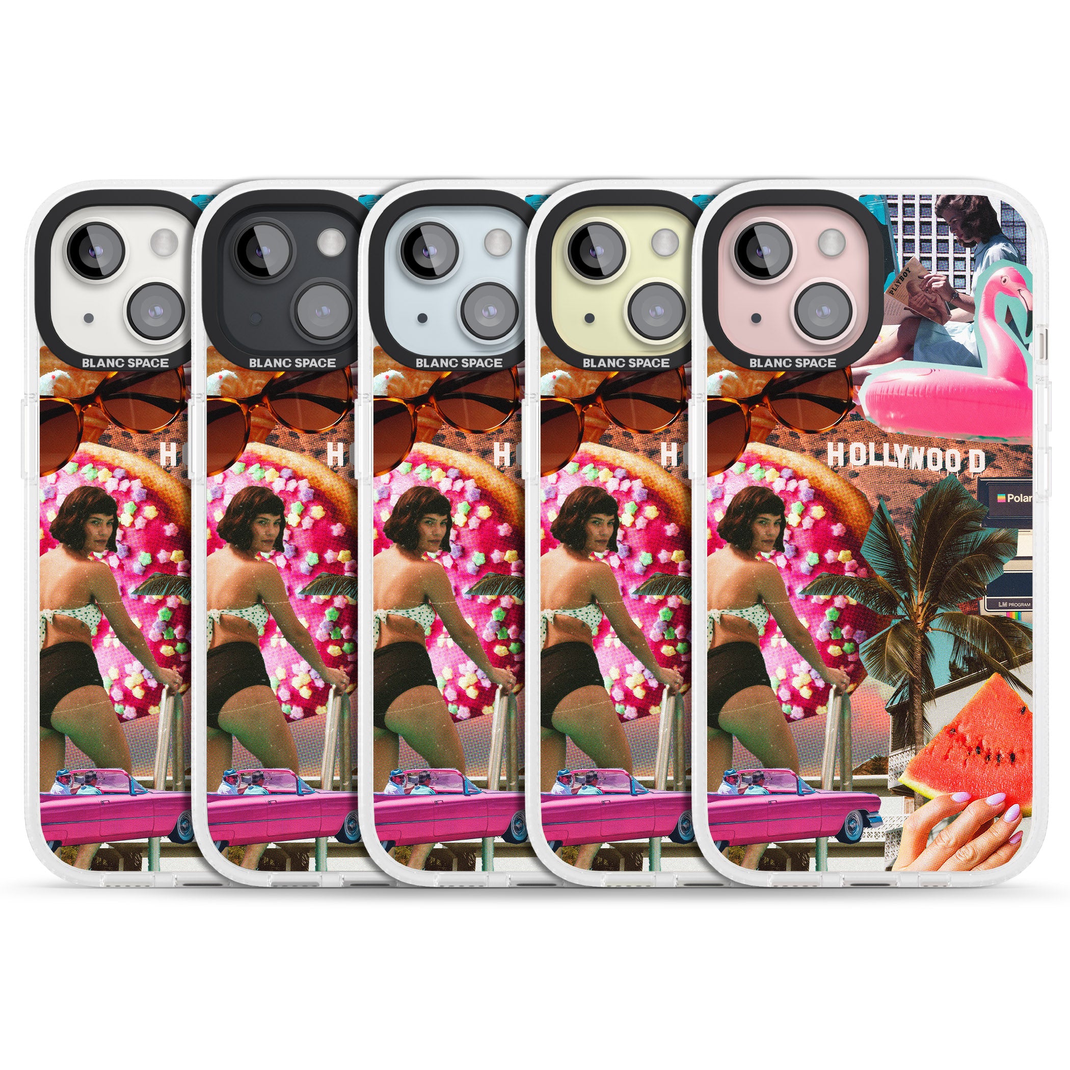 Vintage Collage: Hollywood Mix iPhone 15 / 14 / 13 Clear Case Impact Air - Blanc Space