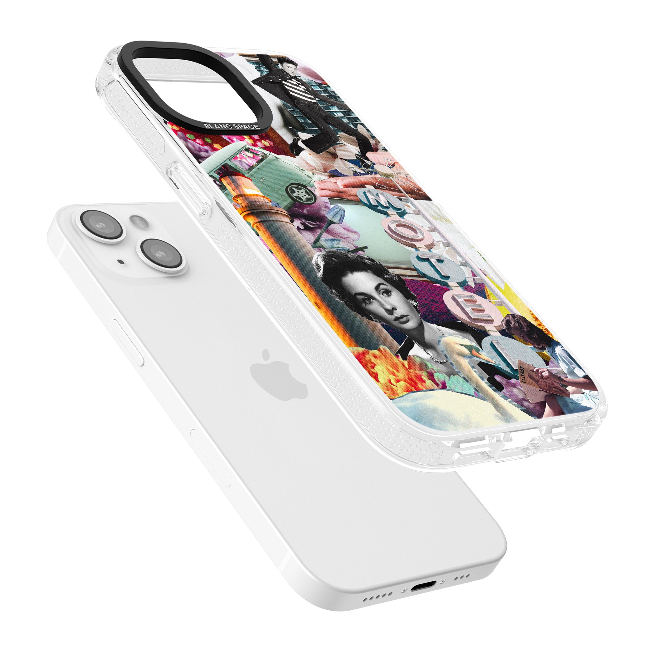 Vintage Collage: Retro Motel iPhone 15 / 14 / 13 Clear Case Impact Air - Blanc Space