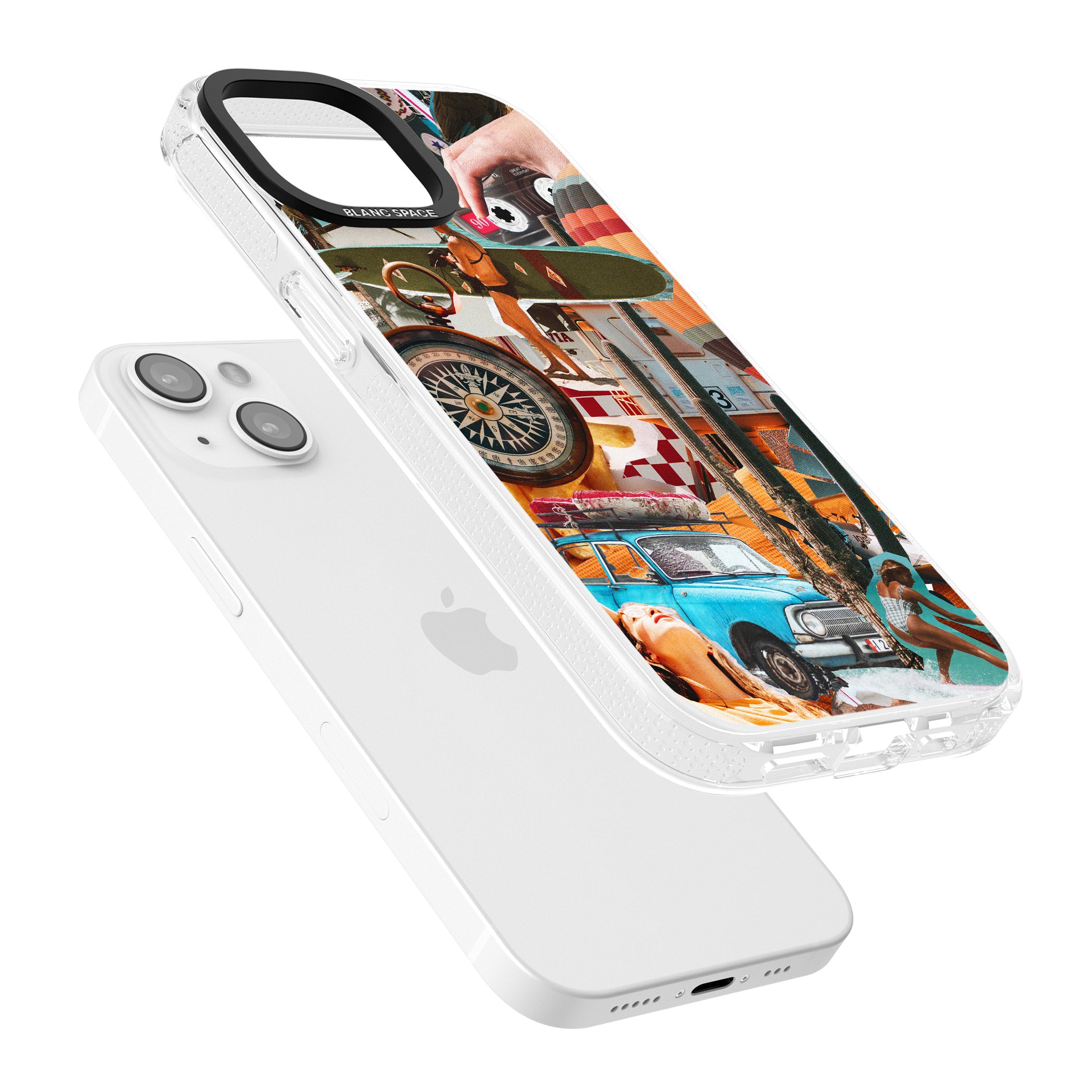 Vintage Collage: Road Trip iPhone 15 / 14 / 13 Clear Case Impact Air - Blanc Space