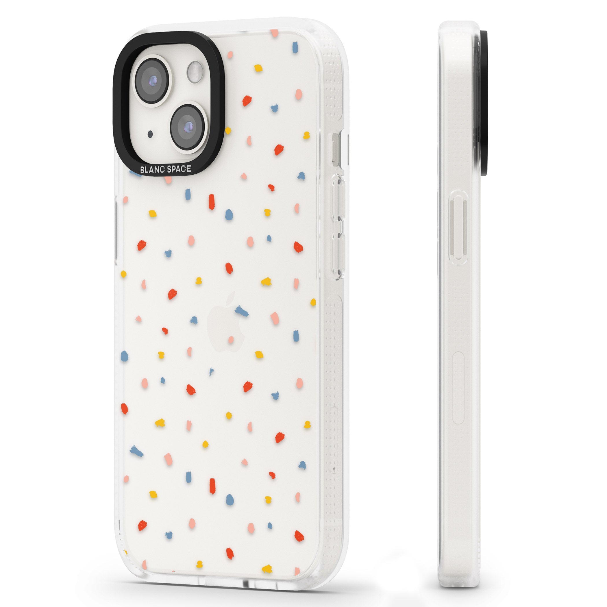 Small Confetti Print Clear iPhone 15 / 14 / 13 Clear Case Impact Air - Blanc Space