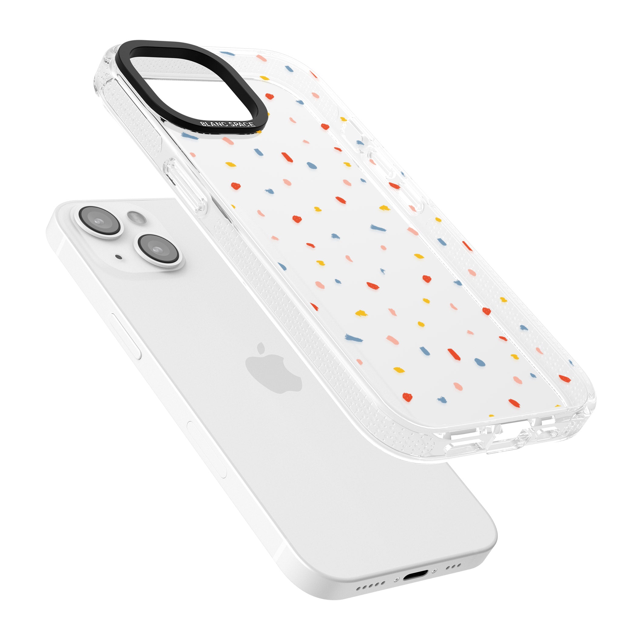 Small Confetti Print Clear iPhone 15 / 14 / 13 Clear Case Impact Air - Blanc Space