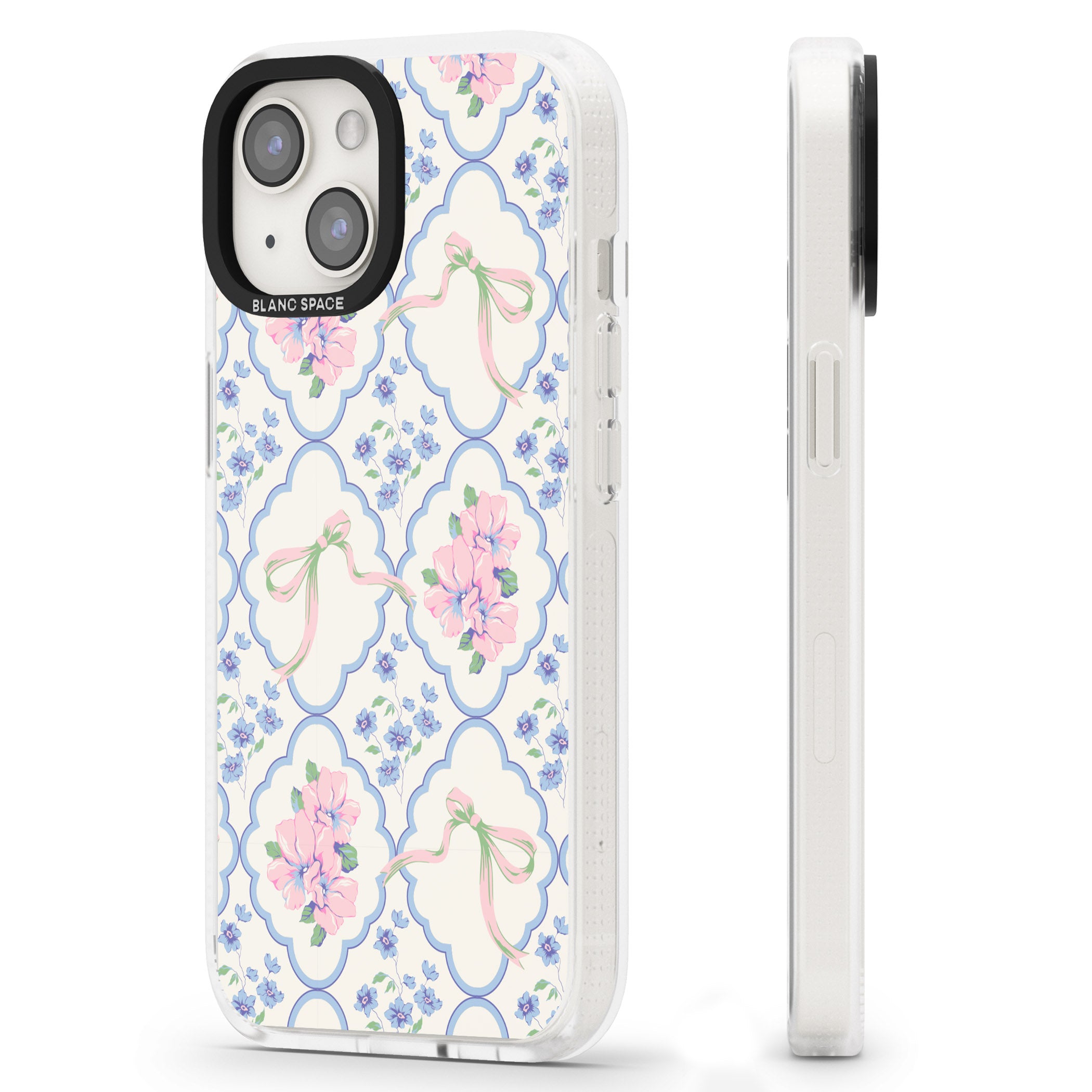 Coquette Flowers & Bows iPhone 15 / 14 / 13 Clear Case Impact Air - Blanc Space