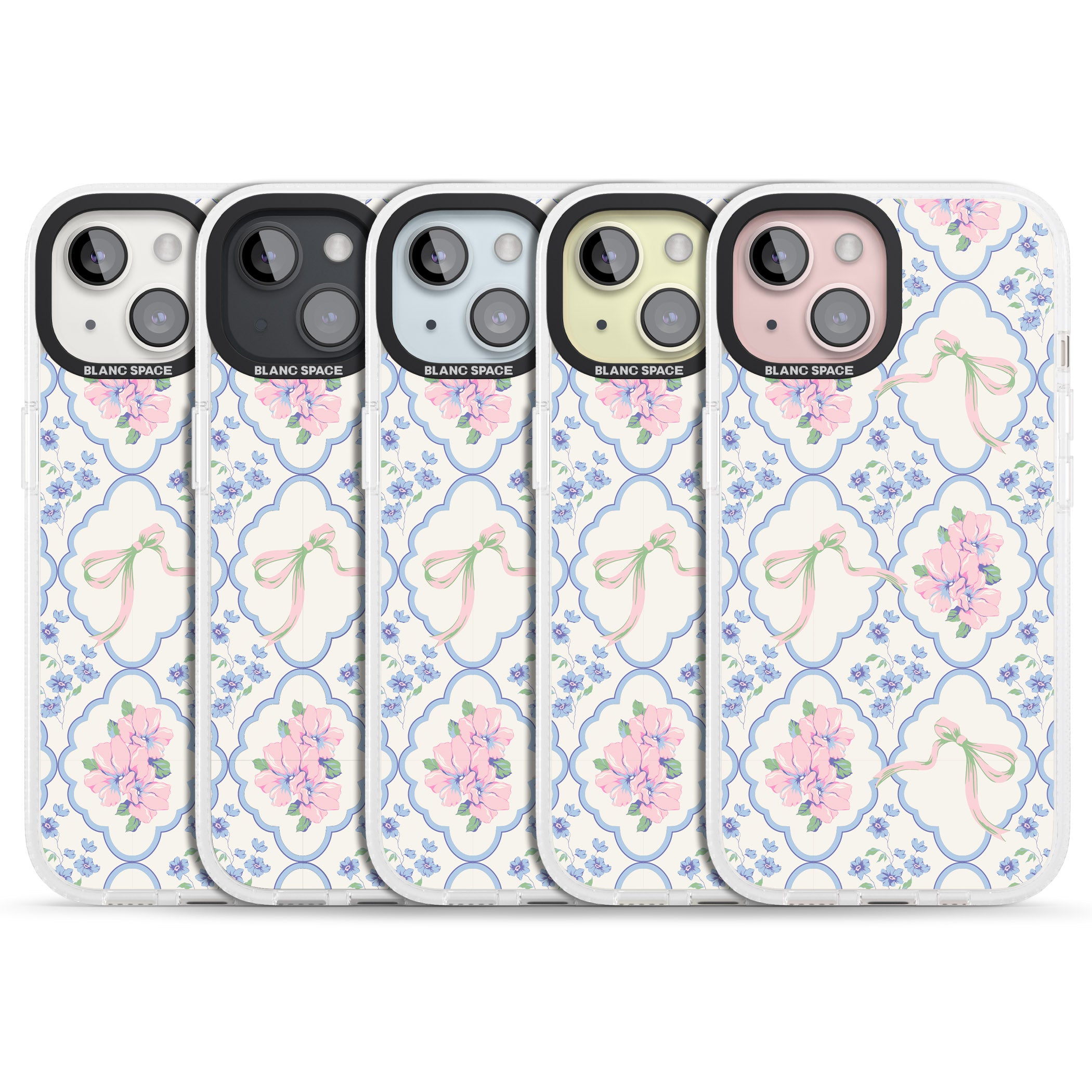 Coquette Flowers & Bows iPhone 15 / 14 / 13 Clear Case Impact Air - Blanc Space