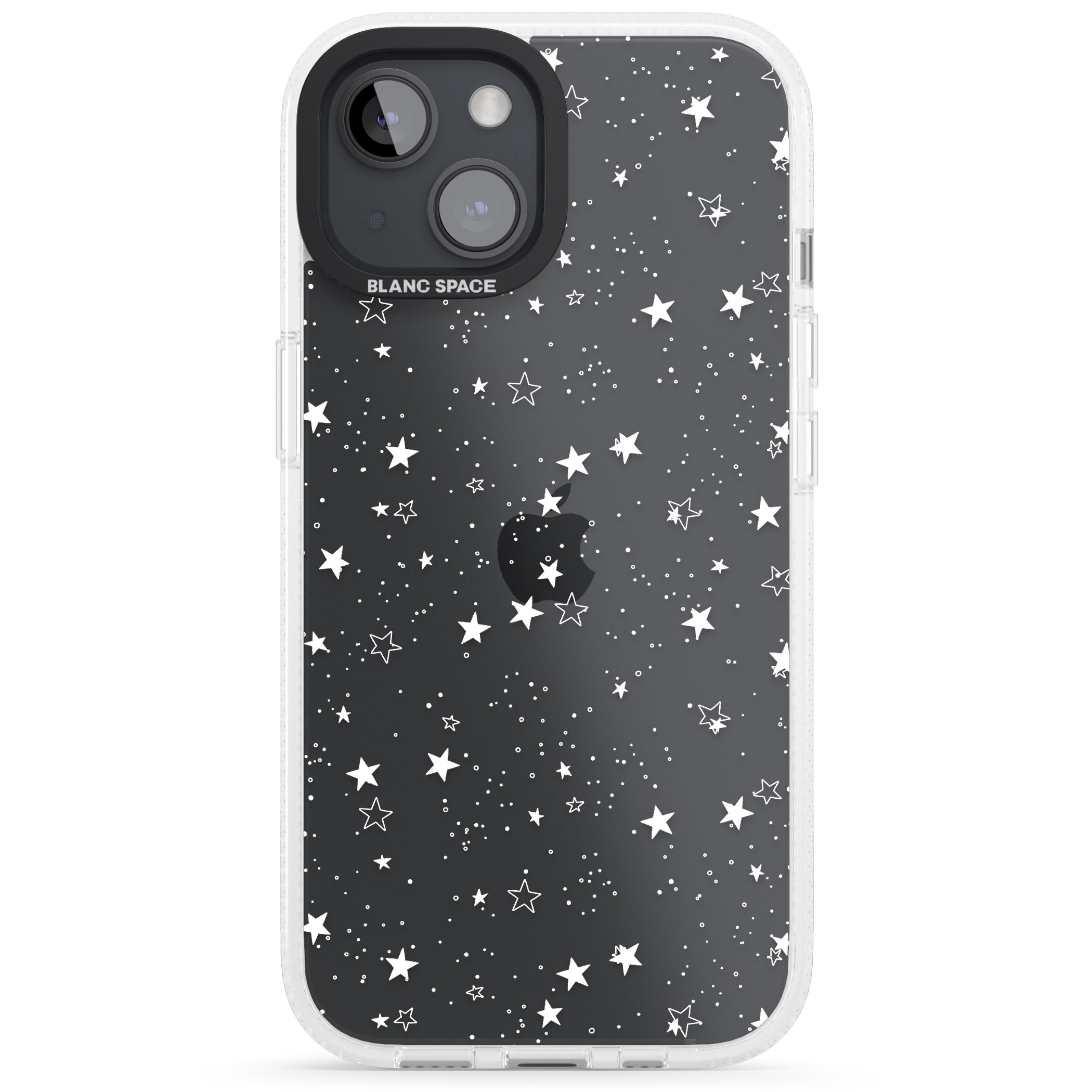 White Stars on Clear iPhone 15 / 14 / 13 Clear Case Impact Air - Blanc Space