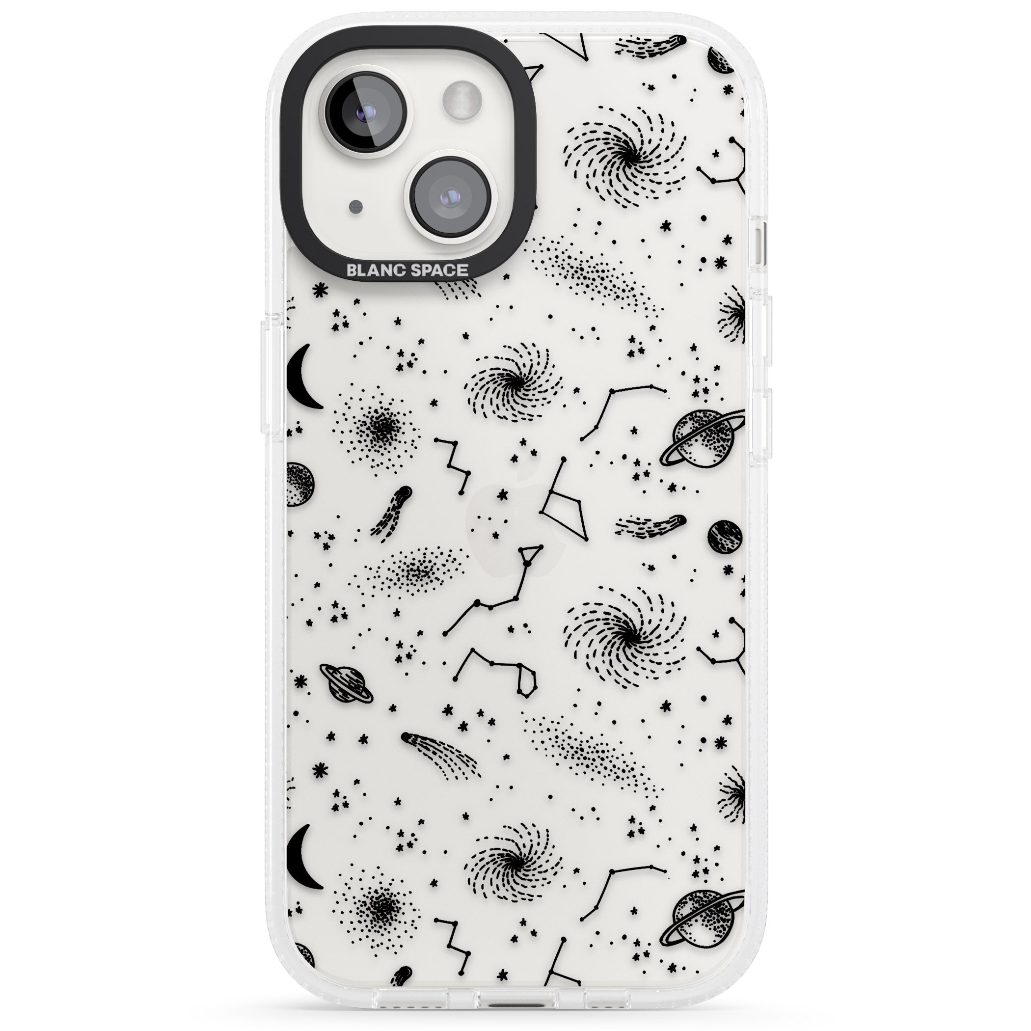 Mixed Galaxy Pattern iPhone 15 / 14 / 13 Clear Case Impact Air - Blanc Space