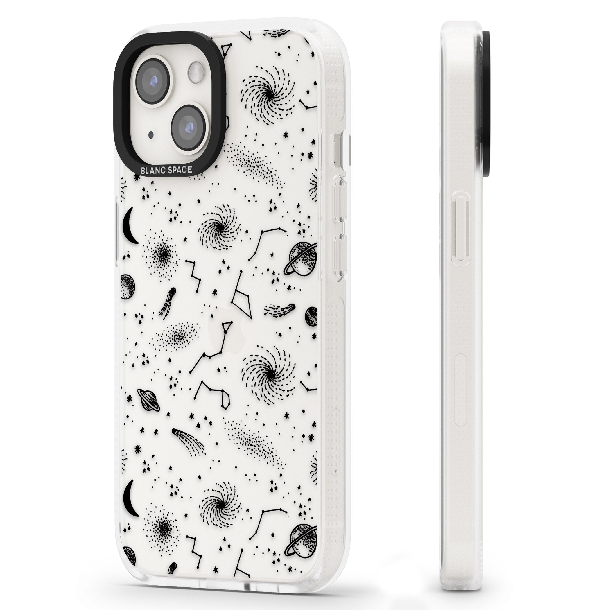 Mixed Galaxy Pattern iPhone 15 / 14 / 13 Clear Case Impact Air - Blanc Space