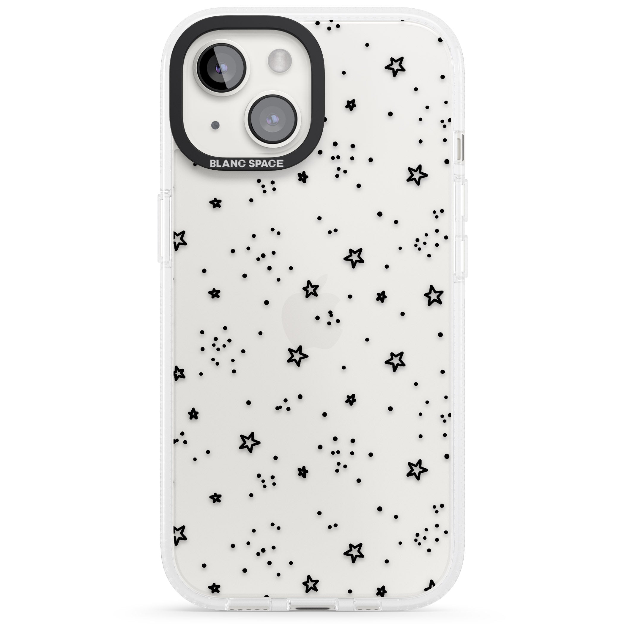 Star Outlines iPhone 15 / 14 / 13 Clear Case Impact Air - Blanc Space