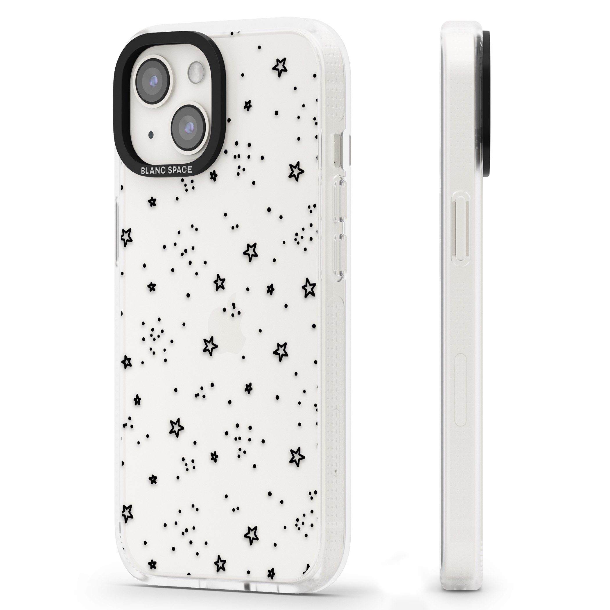 Star Outlines iPhone 15 / 14 / 13 Clear Case Impact Air - Blanc Space