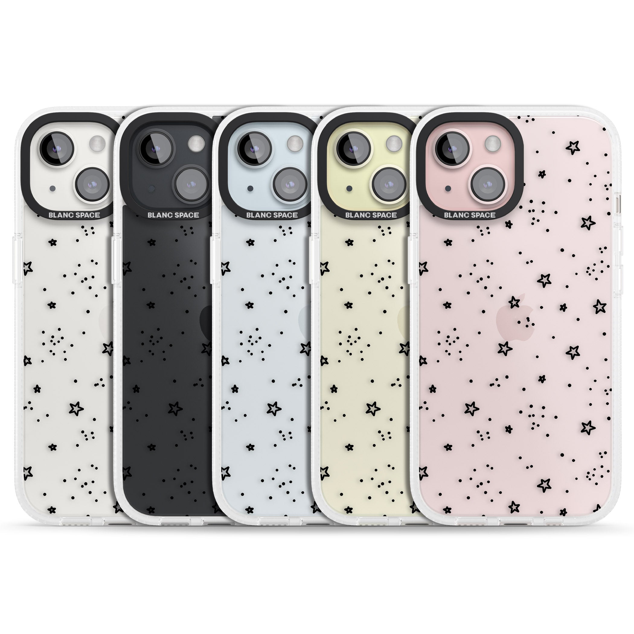 Star Outlines iPhone 15 / 14 / 13 Clear Case Impact Air - Blanc Space
