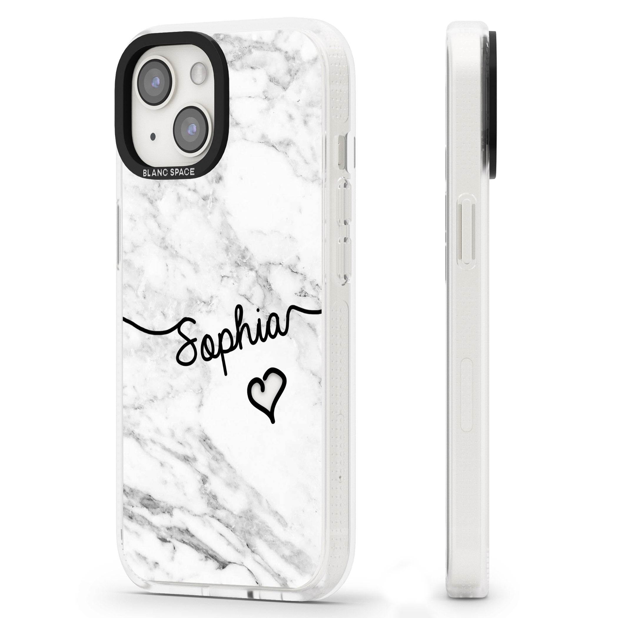 White Marble iPhone 15 / 14 / 13 Clear Case Impact Air - Blanc Space