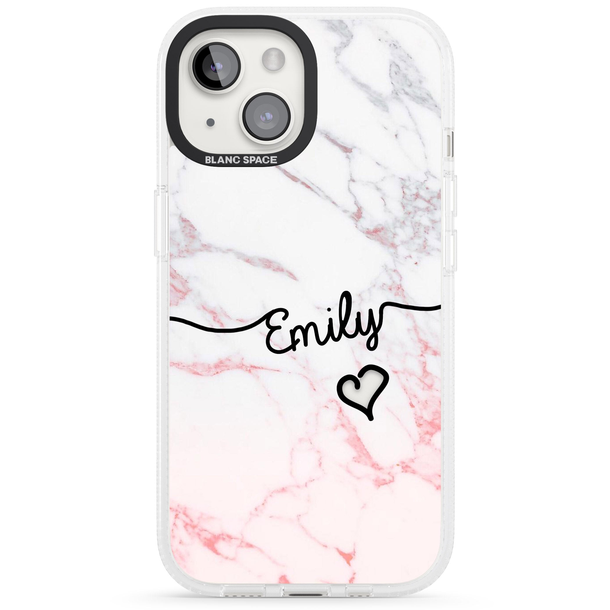 Pink Fade Marble iPhone 15 / 14 / 13 Clear Case Impact Air - Blanc Space
