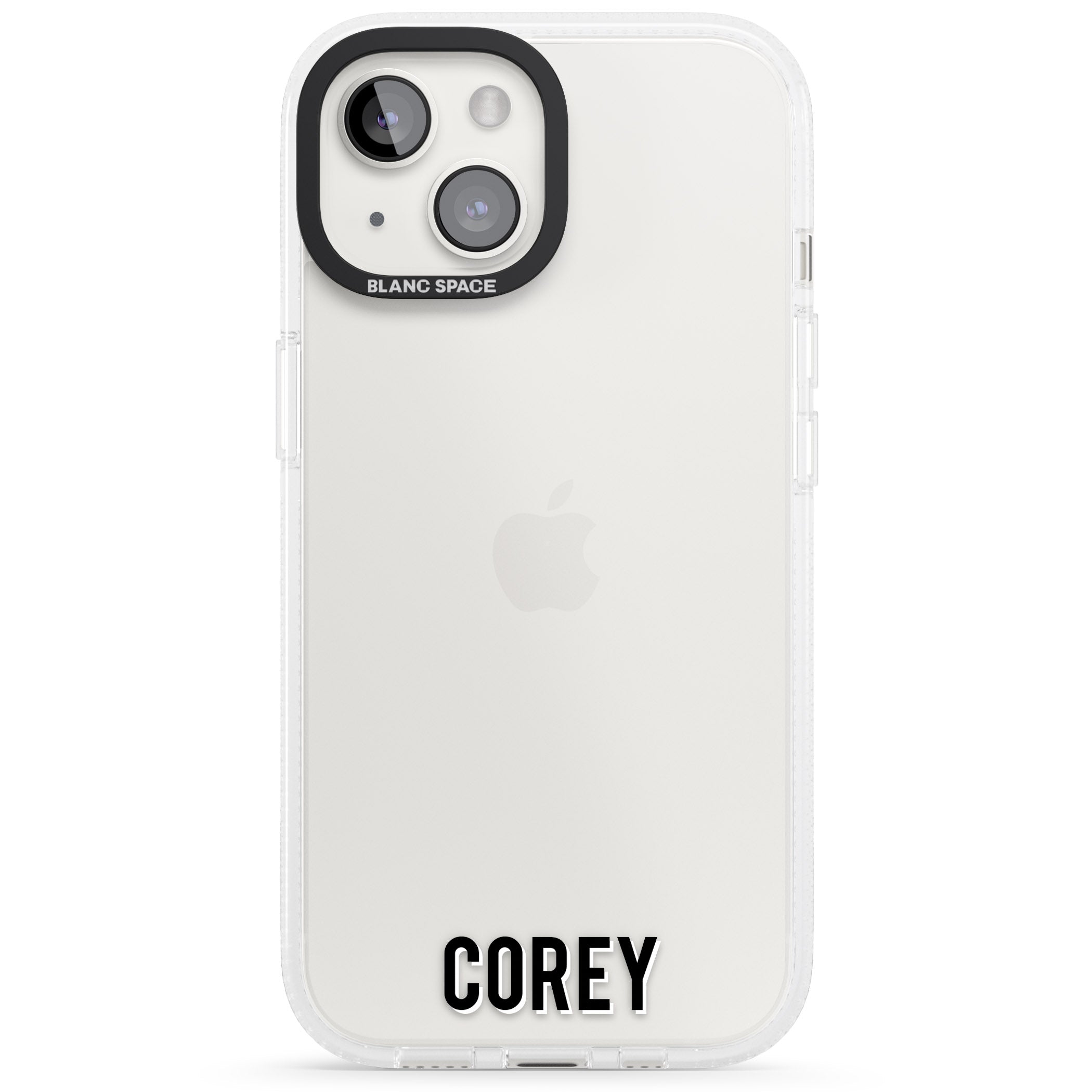 Personalised Clear Text 2A iPhone 15 / 14 / 13 Clear Case Impact Air - Blanc Space