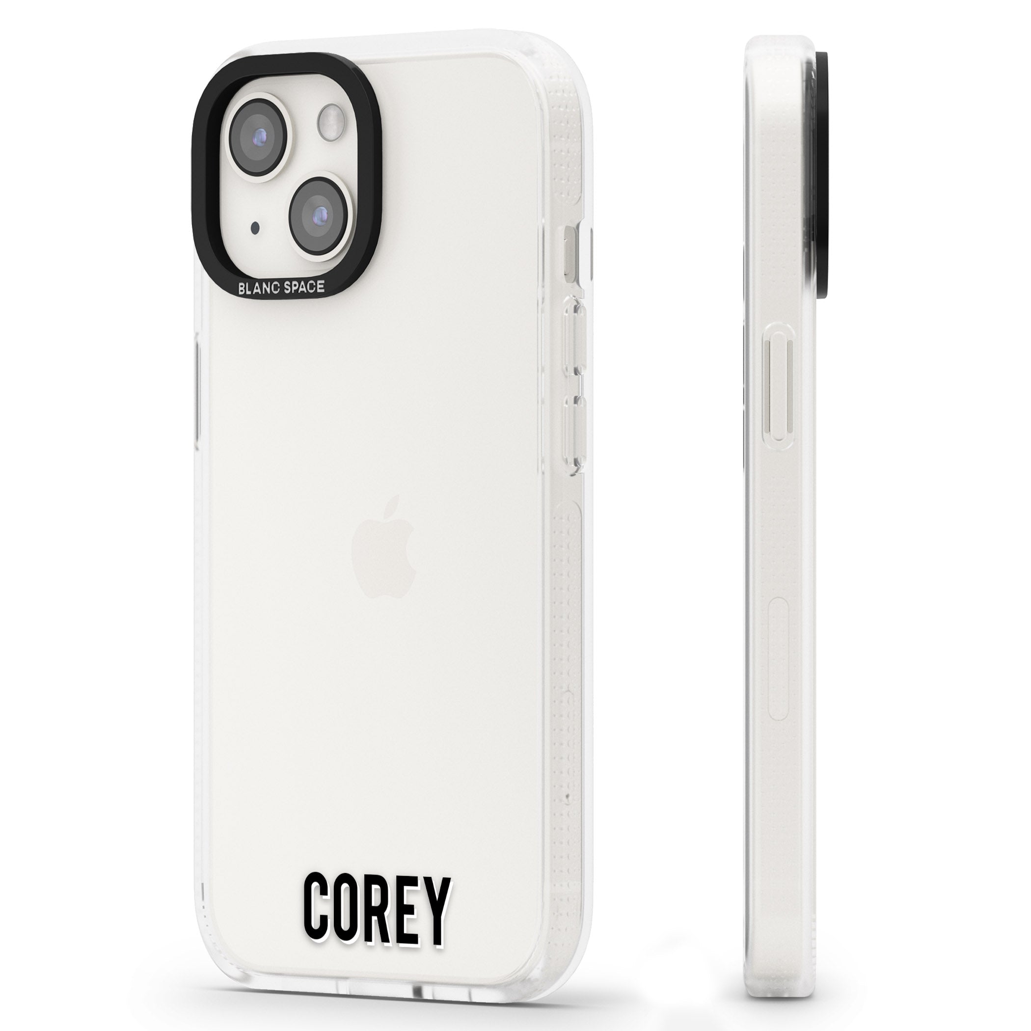 Personalised Clear Text 2A iPhone 15 / 14 / 13 Clear Case Impact Air - Blanc Space