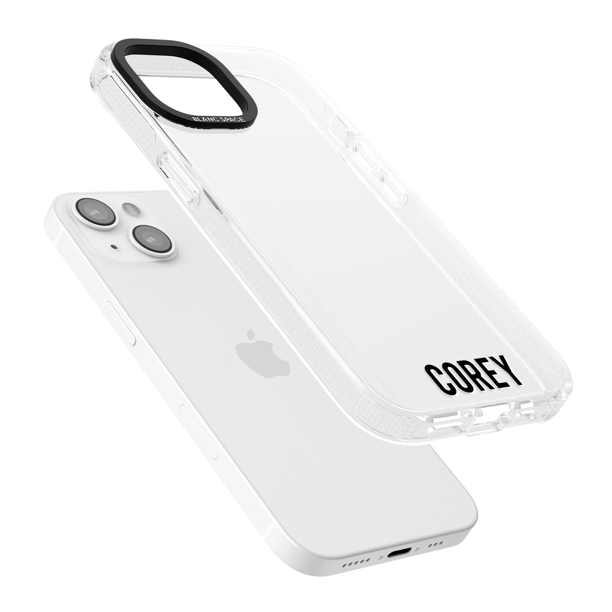 Personalised Clear Text 2A iPhone 15 / 14 / 13 Clear Case Impact Air - Blanc Space