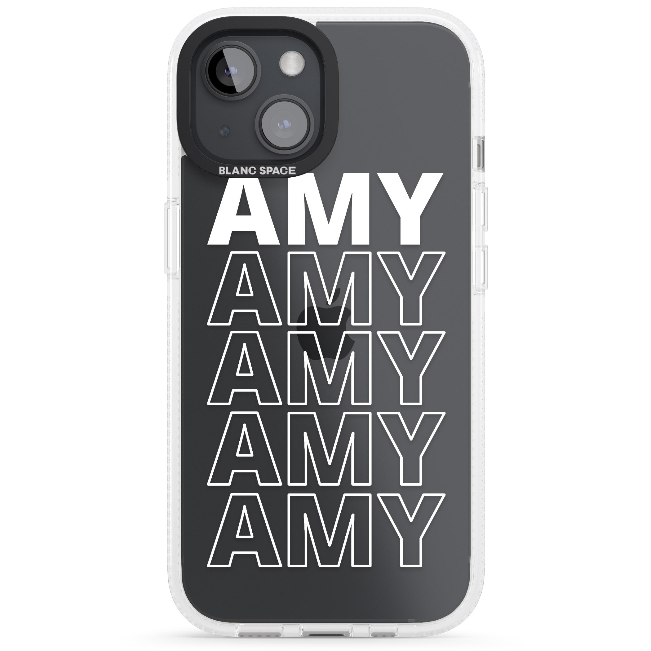 Personalised Clear Text 5C iPhone 15 / 14 / 13 Clear Case Impact Air - Blanc Space