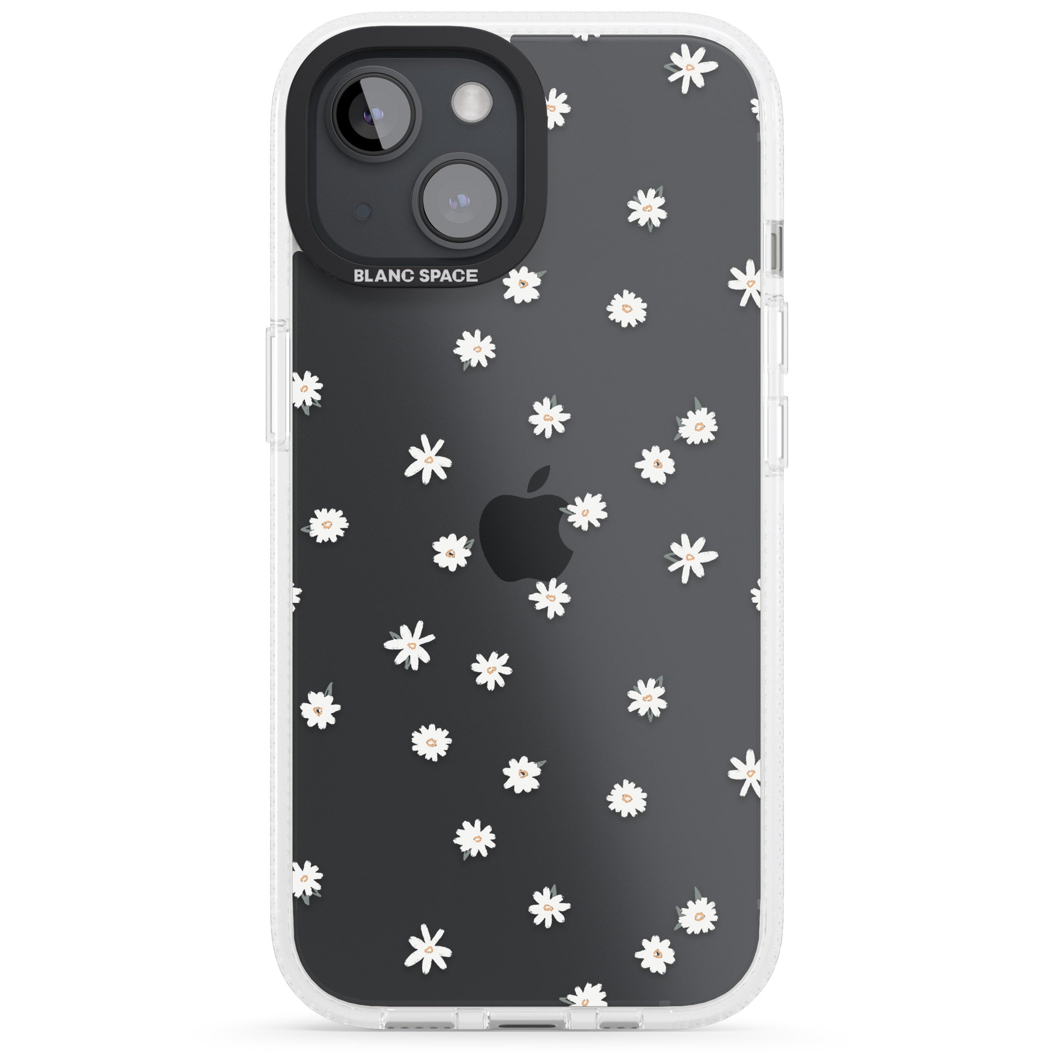 Painted Daises on Transparent iPhone 15 / 14 / 13 Clear Case Impact Air - Blanc Space