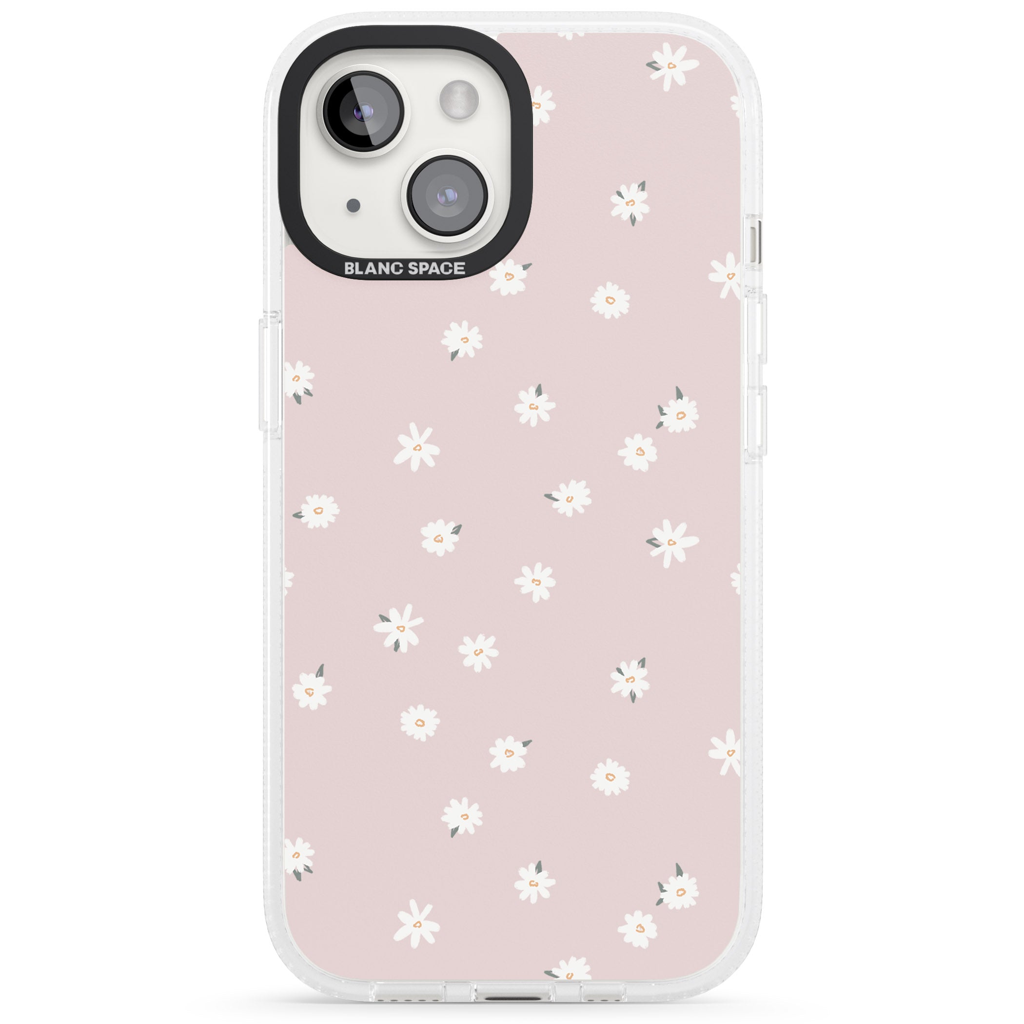 Painted Daises on Pink iPhone 15 / 14 / 13 Clear Case Impact Air - Blanc Space