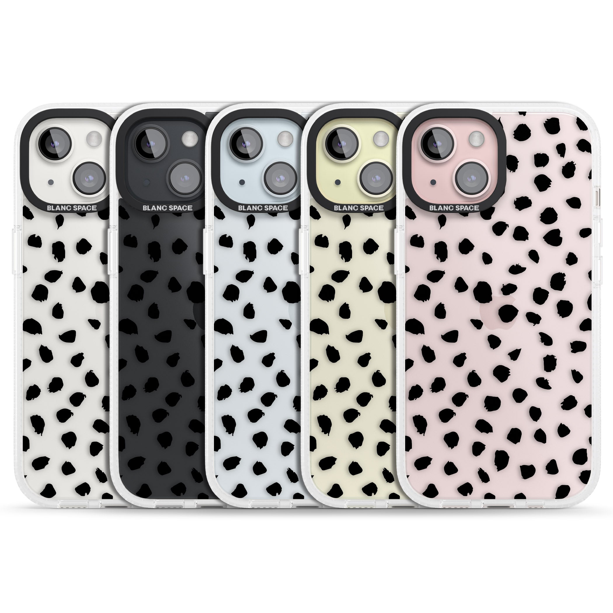 Black on Transparent Dalmatian Polka Dot Spots iPhone 15 / 14 / 13 Clear Case Impact Air - Blanc Space
