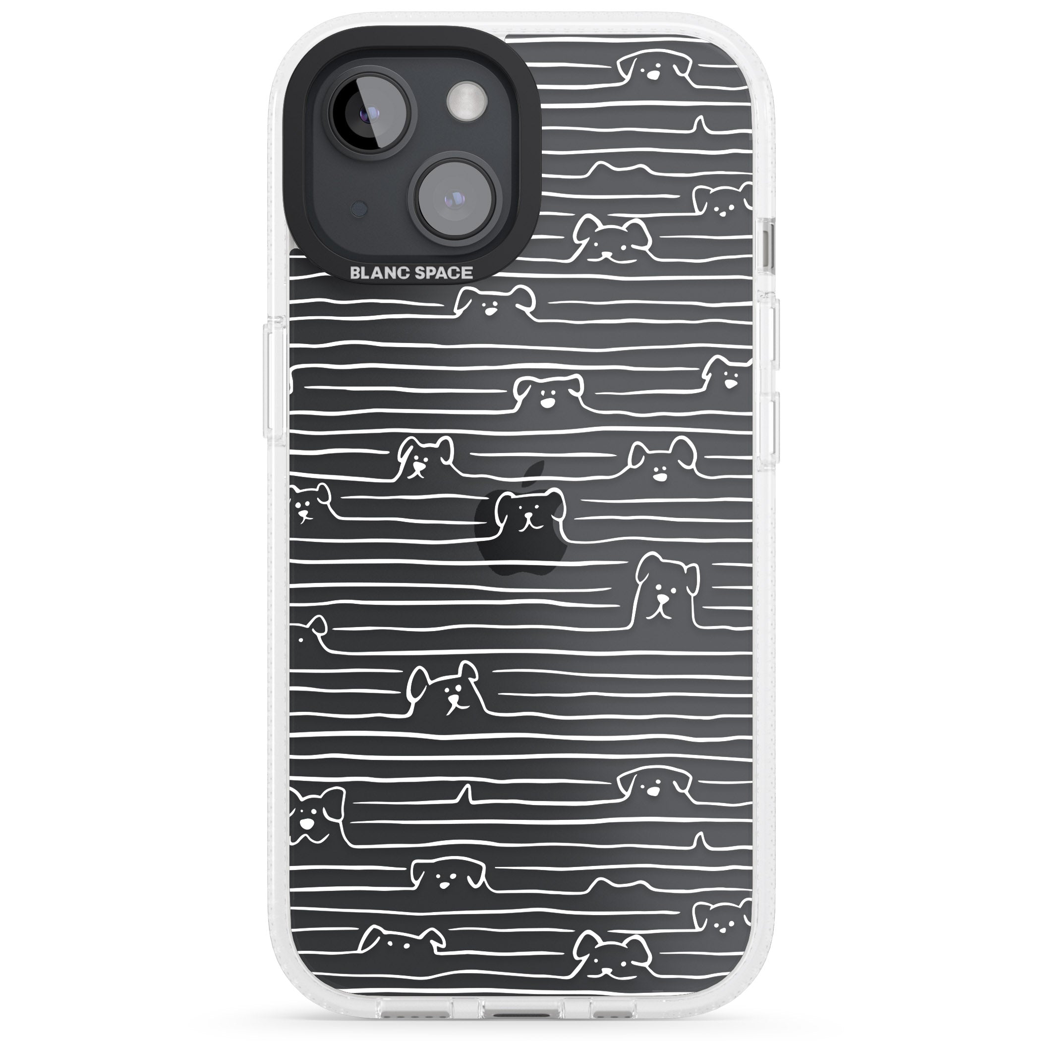 Dog Line Art - White iPhone 15 / 14 / 13 Clear Case Impact Air - Blanc Space