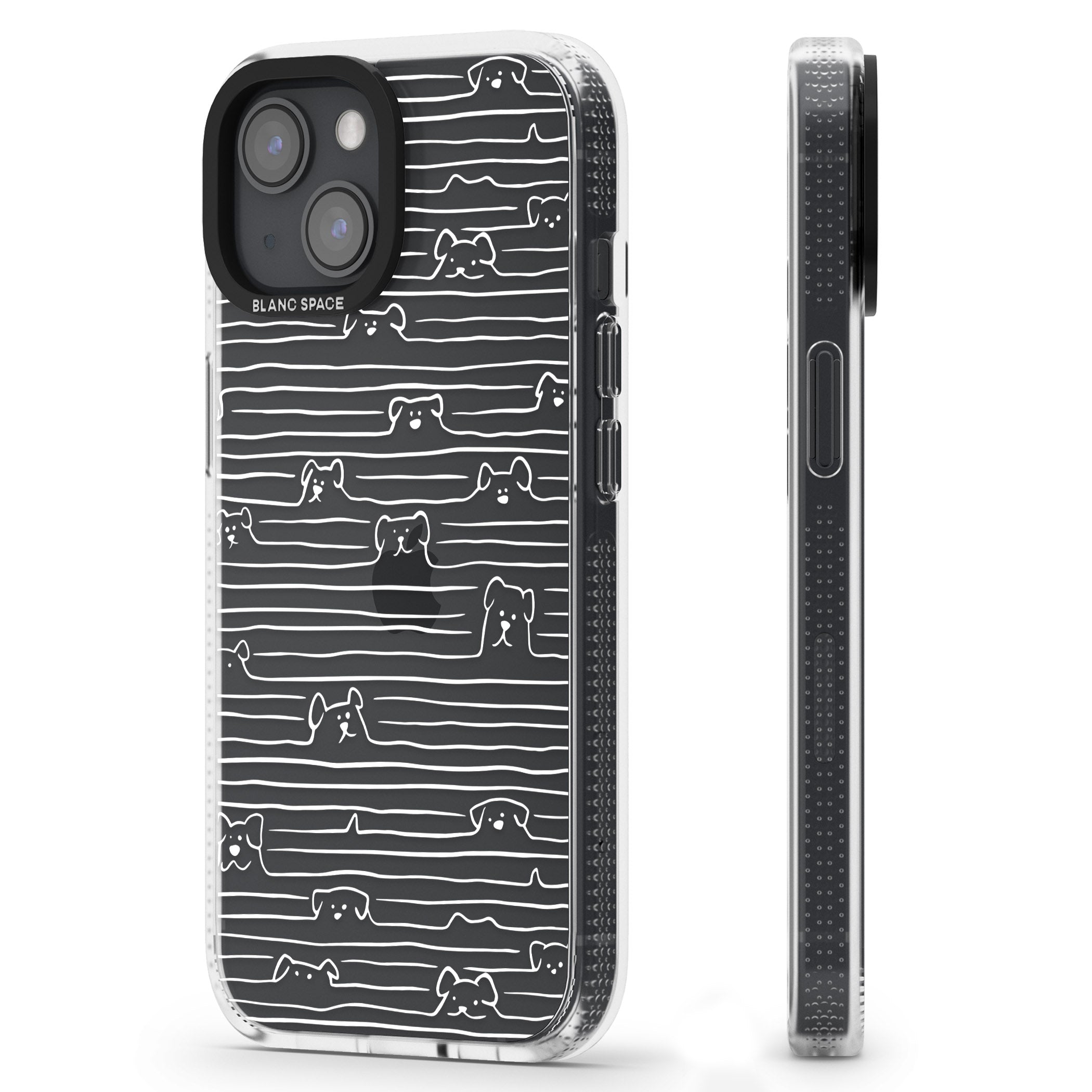 Dog Line Art - White iPhone 15 / 14 / 13 Clear Case Impact Air - Blanc Space