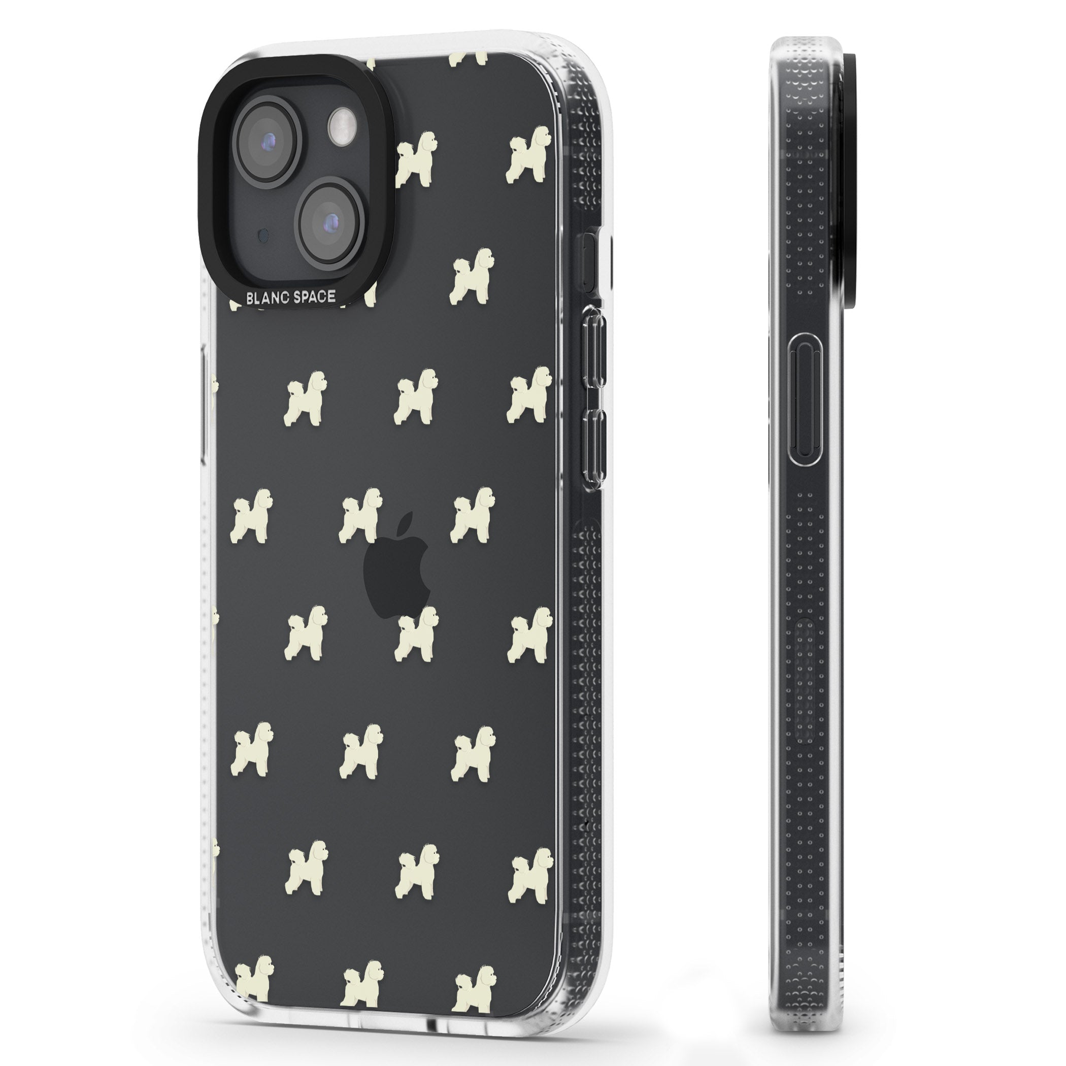 Bichon Frise Dog Pattern Clear iPhone 15 / 14 / 13 Clear Case Impact Air - Blanc Space