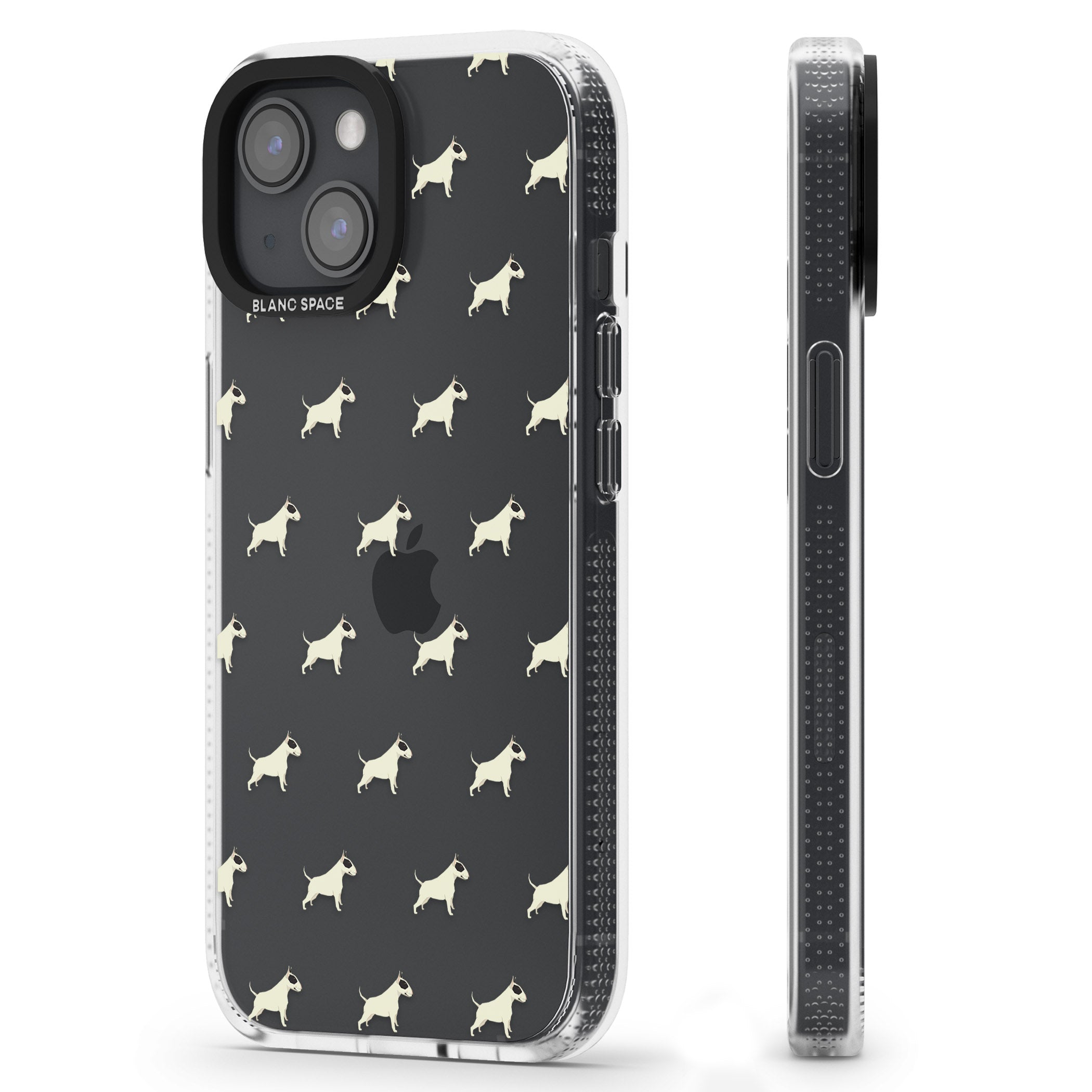 Bull Terrier Dog Pattern Clear iPhone 15 / 14 / 13 Clear Case Impact Air - Blanc Space