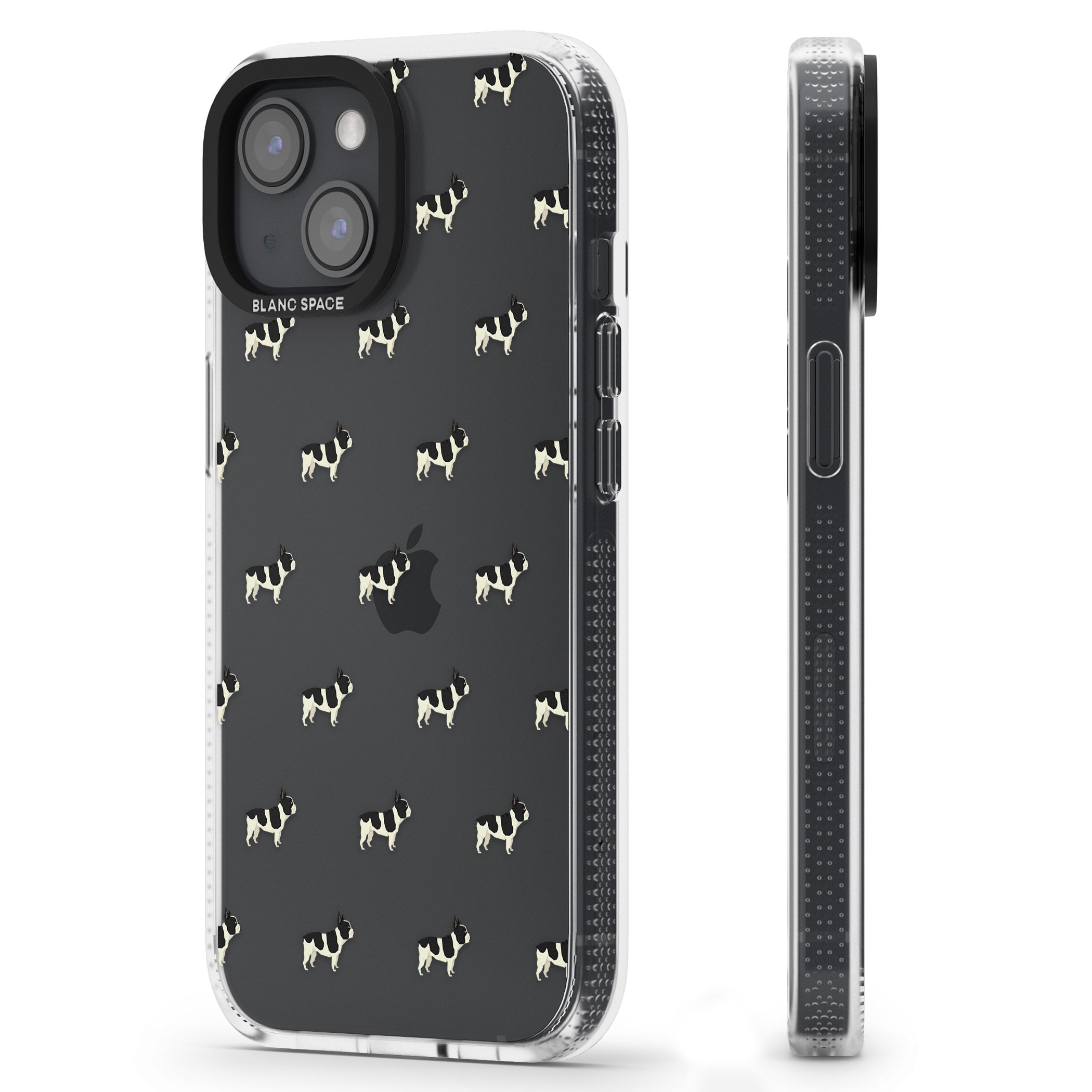 French Bulldog Dog Pattern Clear iPhone 15 / 14 / 13 Clear Case Impact Air - Blanc Space