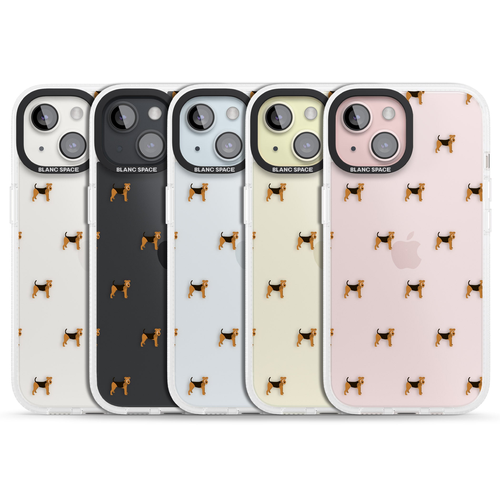 Airedale Terrier Dog Pattern Clear iPhone 15 / 14 / 13 Clear Case Impact Air - Blanc Space