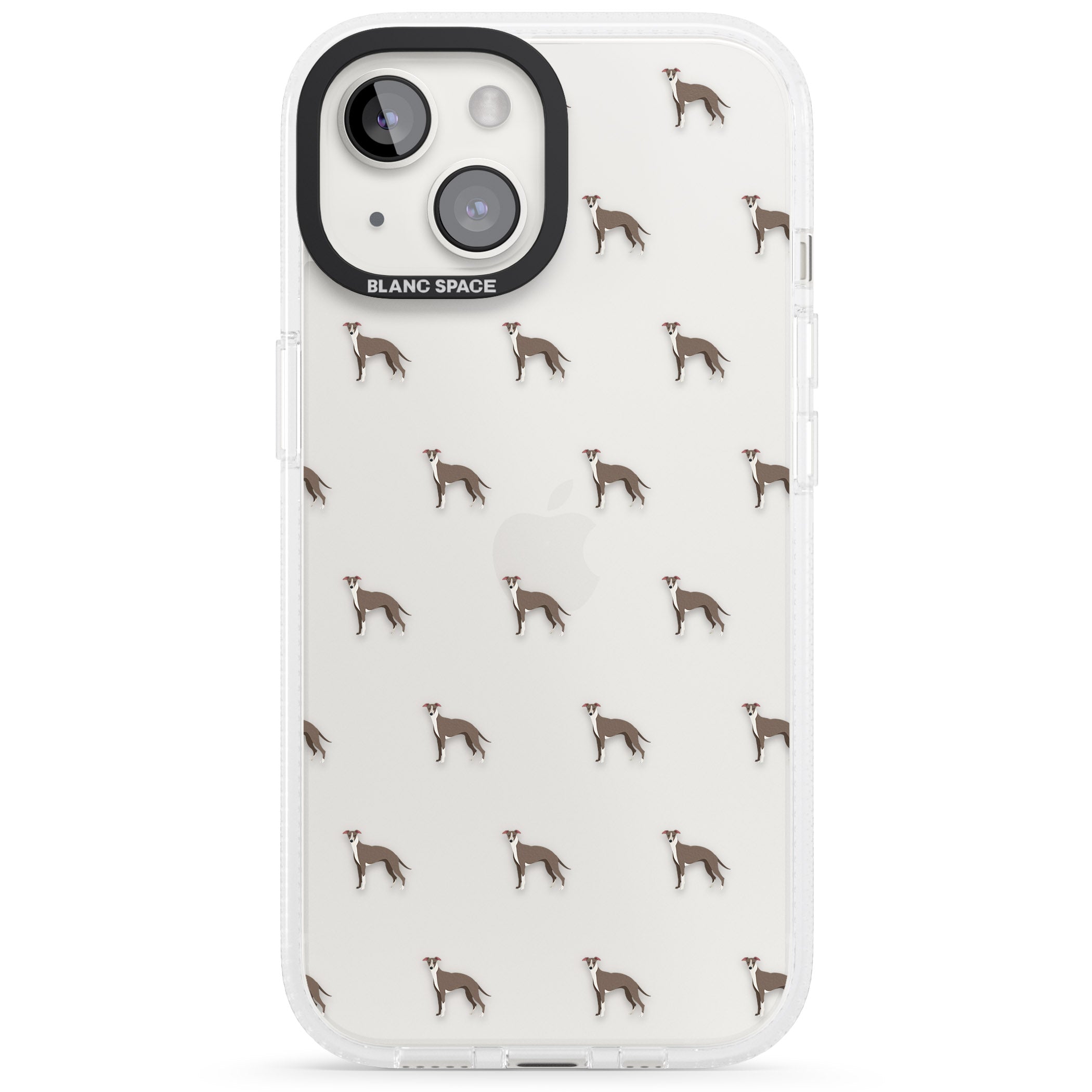 Whippet/Italian Greyhound Dog Pattern Clear iPhone 15 / 14 / 13 Clear Case Impact Air - Blanc Space