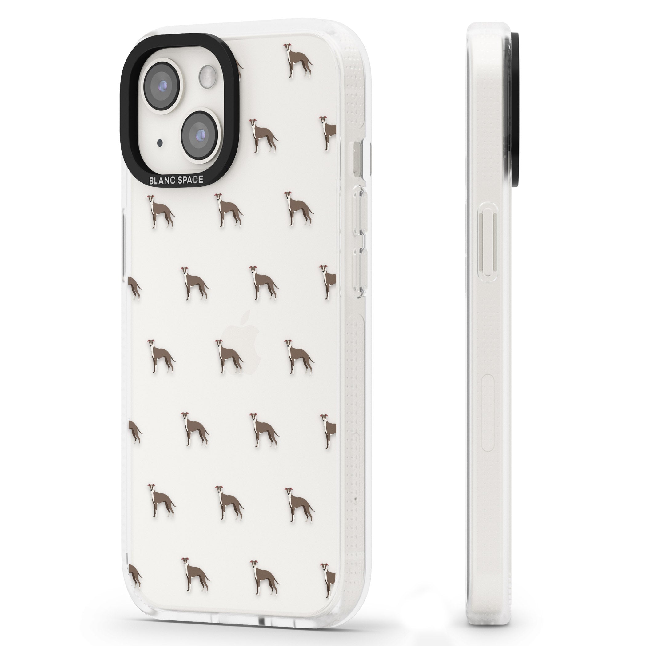 Whippet/Italian Greyhound Dog Pattern Clear iPhone 15 / 14 / 13 Clear Case Impact Air - Blanc Space