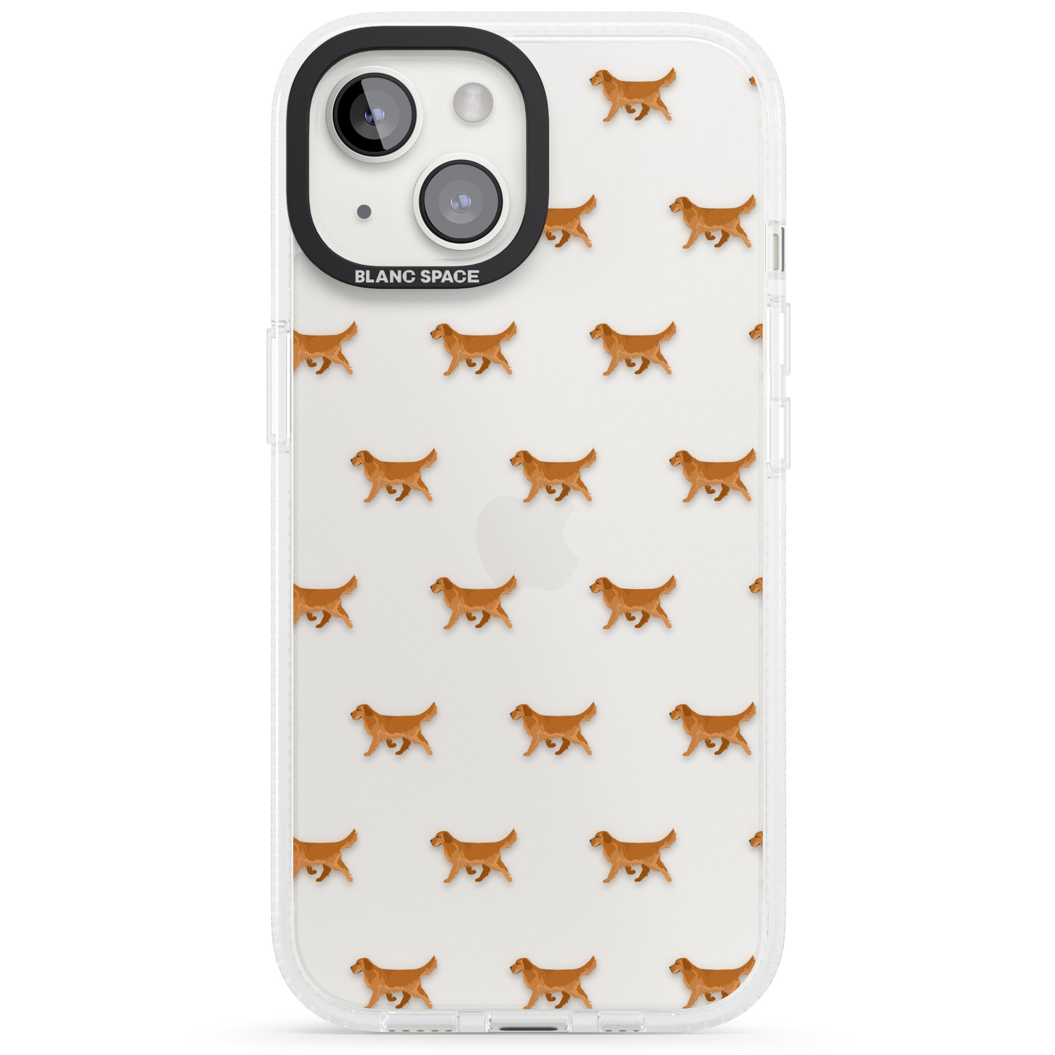 Golden Retriever Dog Pattern Clear iPhone 15 / 14 / 13 Clear Case Impact Air - Blanc Space