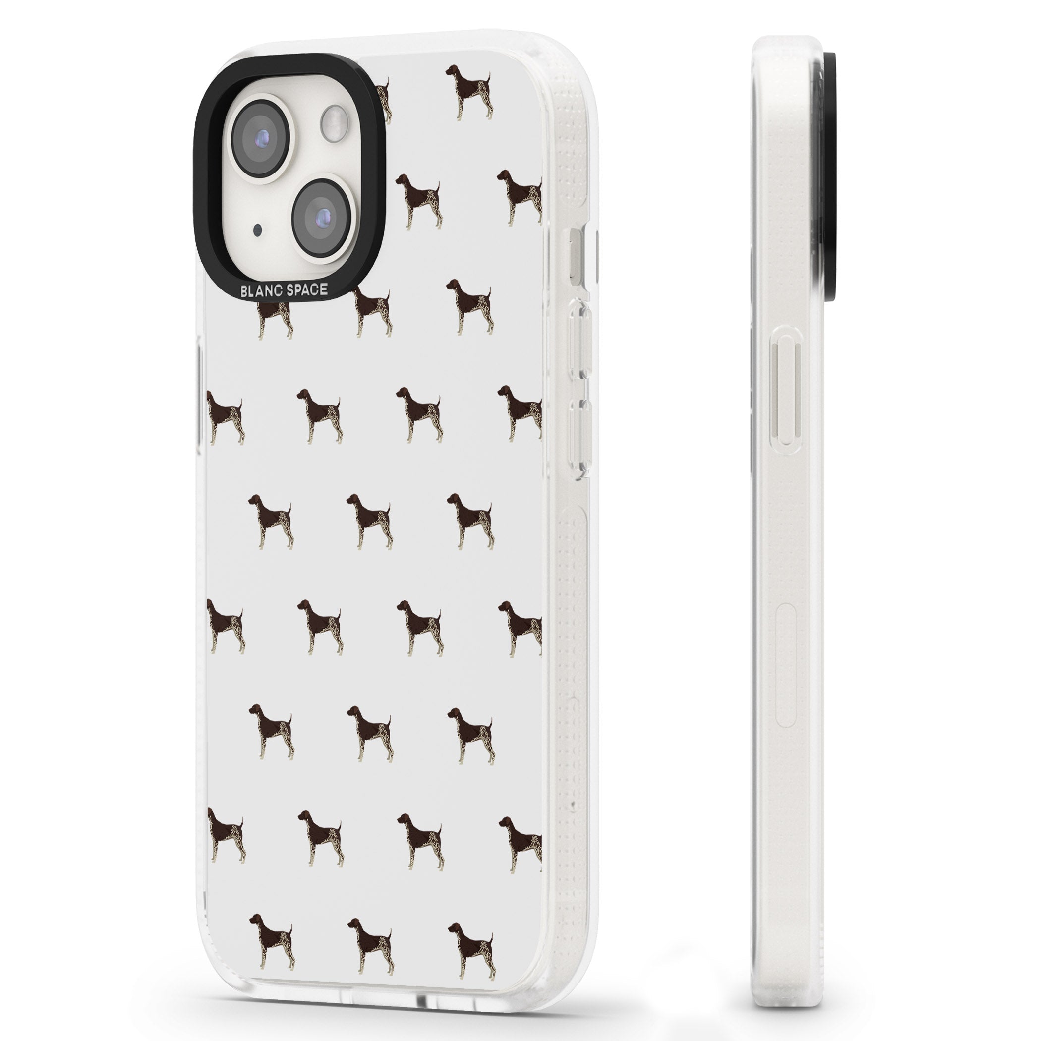 German Shorthaired Pointer Dog Pattern iPhone 15 / 14 / 13 Clear Case Impact Air - Blanc Space