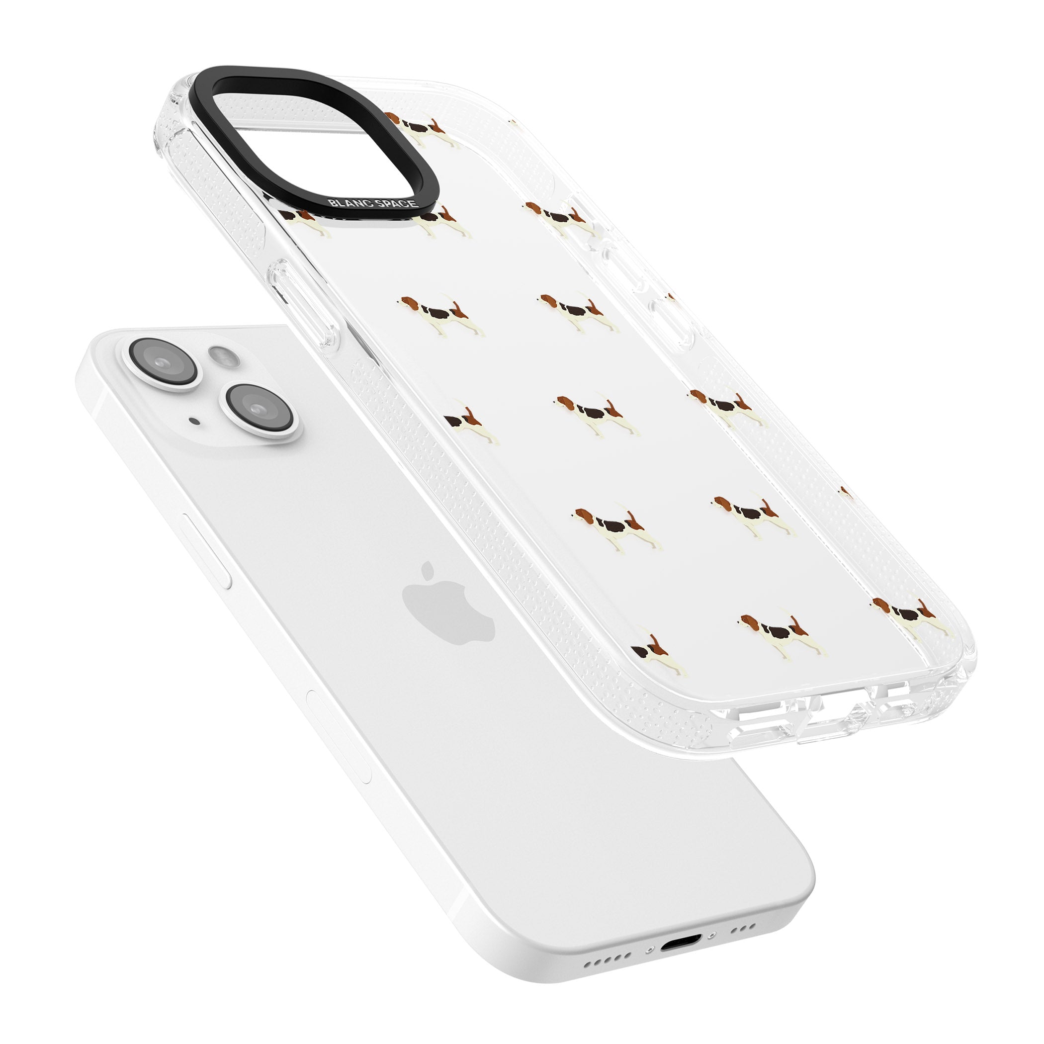 Beagle Dog Pattern Clear iPhone 15 / 14 / 13 Clear Case Impact Air - Blanc Space