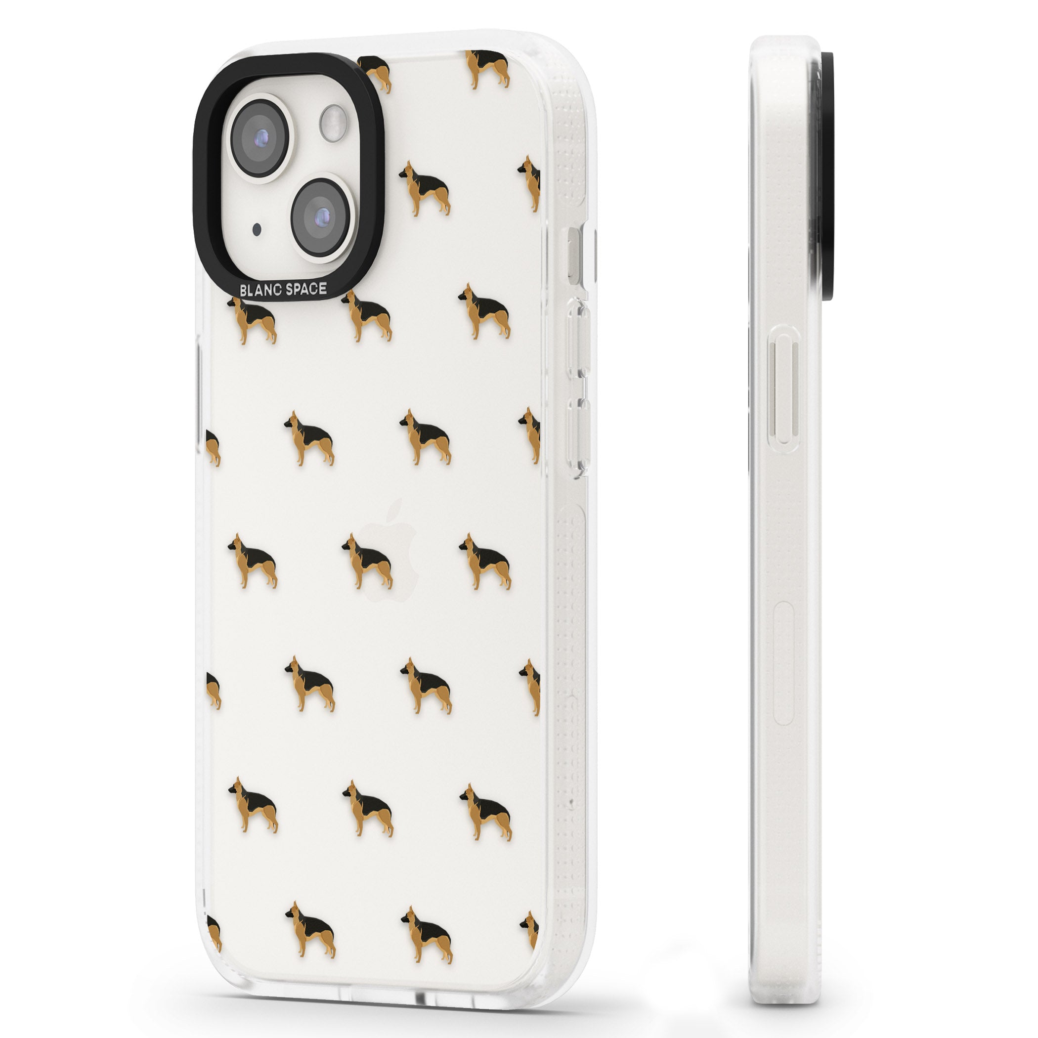 German Sherpard Dog Pattern Clear iPhone 15 / 14 / 13 Clear Case Impact Air - Blanc Space