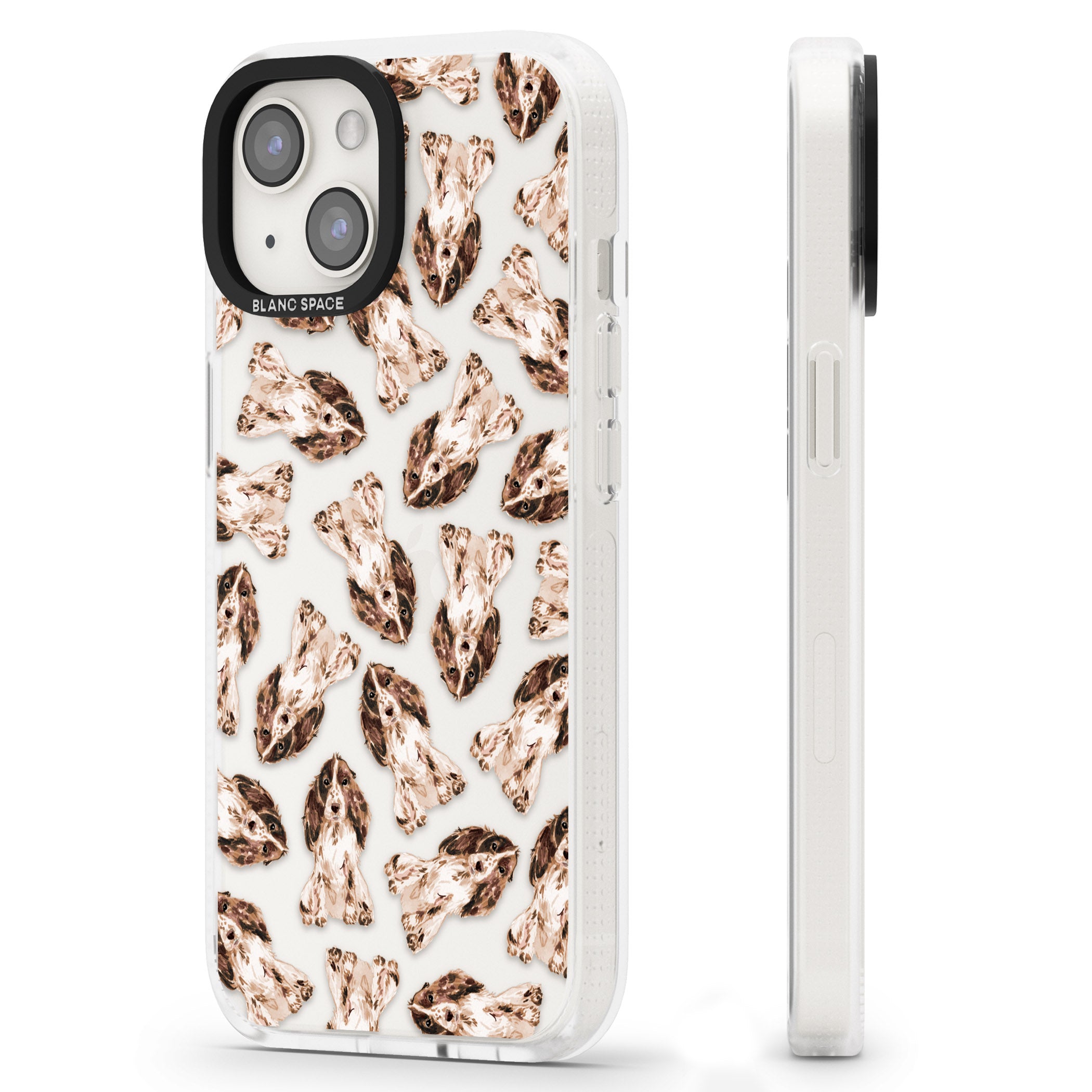Cocker Spaniel (Brown) Watercolour Dog Pattern iPhone 15 / 14 / 13 Clear Case Impact Air - Blanc Space