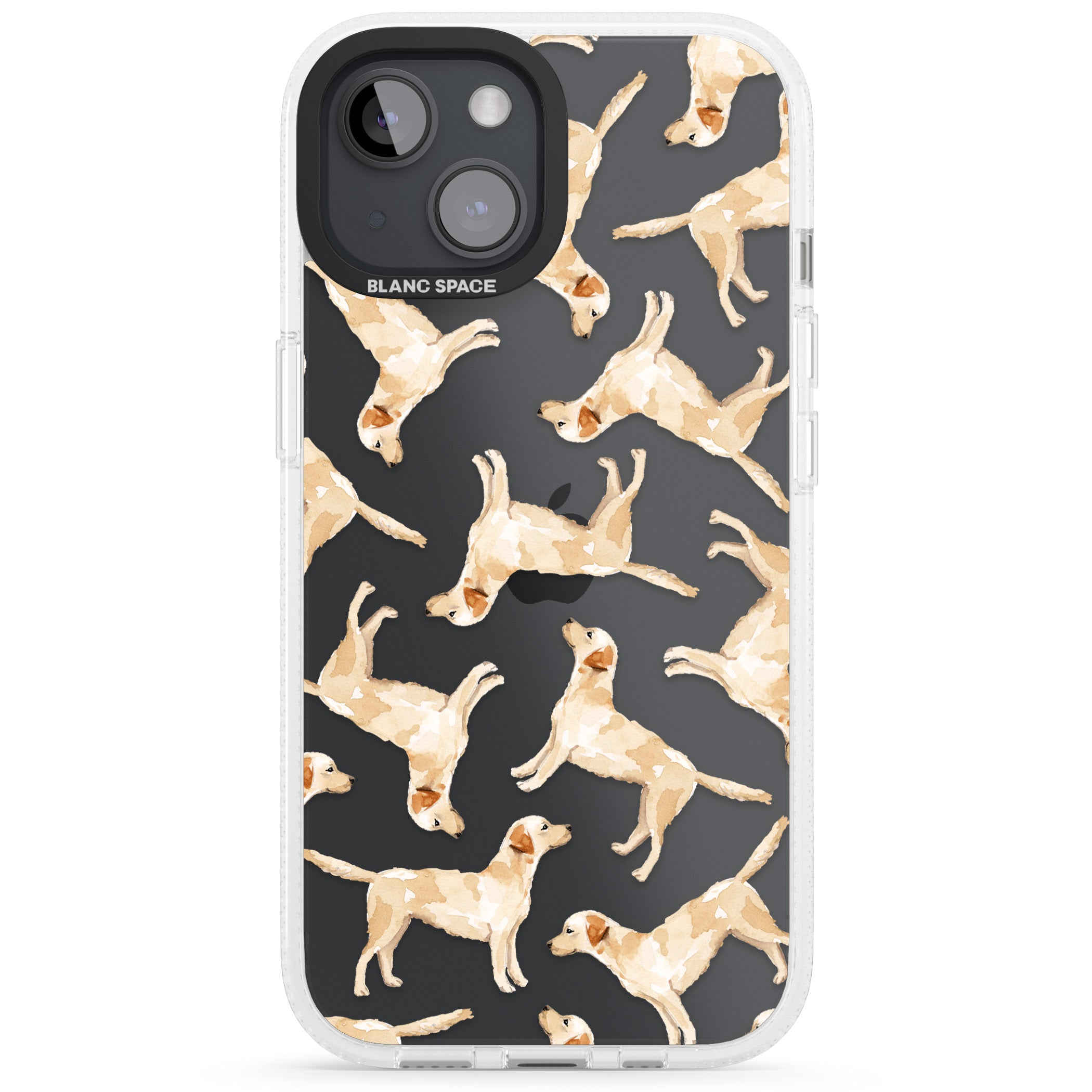 Yellow Labrador Watercolour Dog Pattern iPhone 15 / 14 / 13 Clear Case Impact Air - Blanc Space