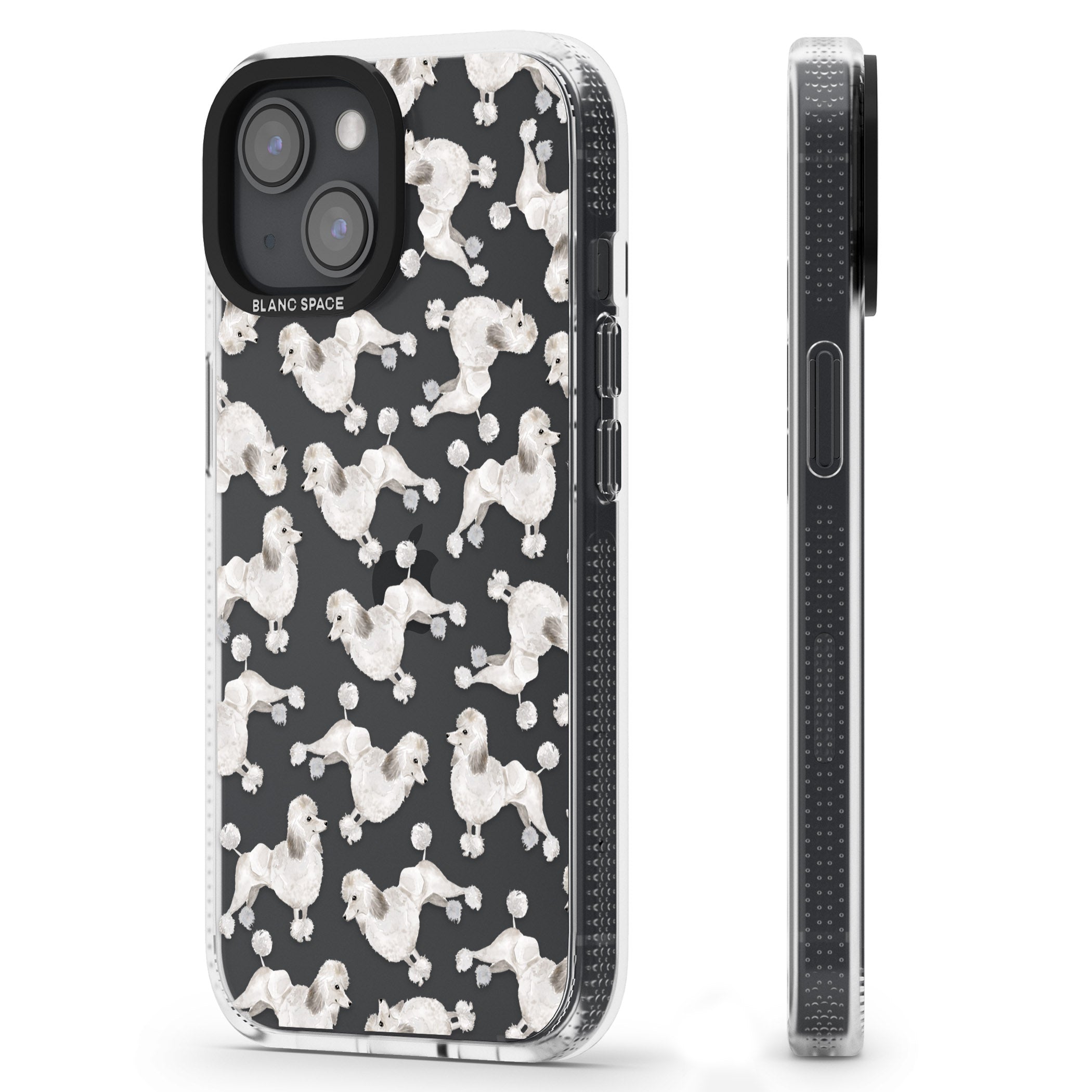 Poodle (White) Watercolour Dog Pattern iPhone 15 / 14 / 13 Clear Case Impact Air - Blanc Space