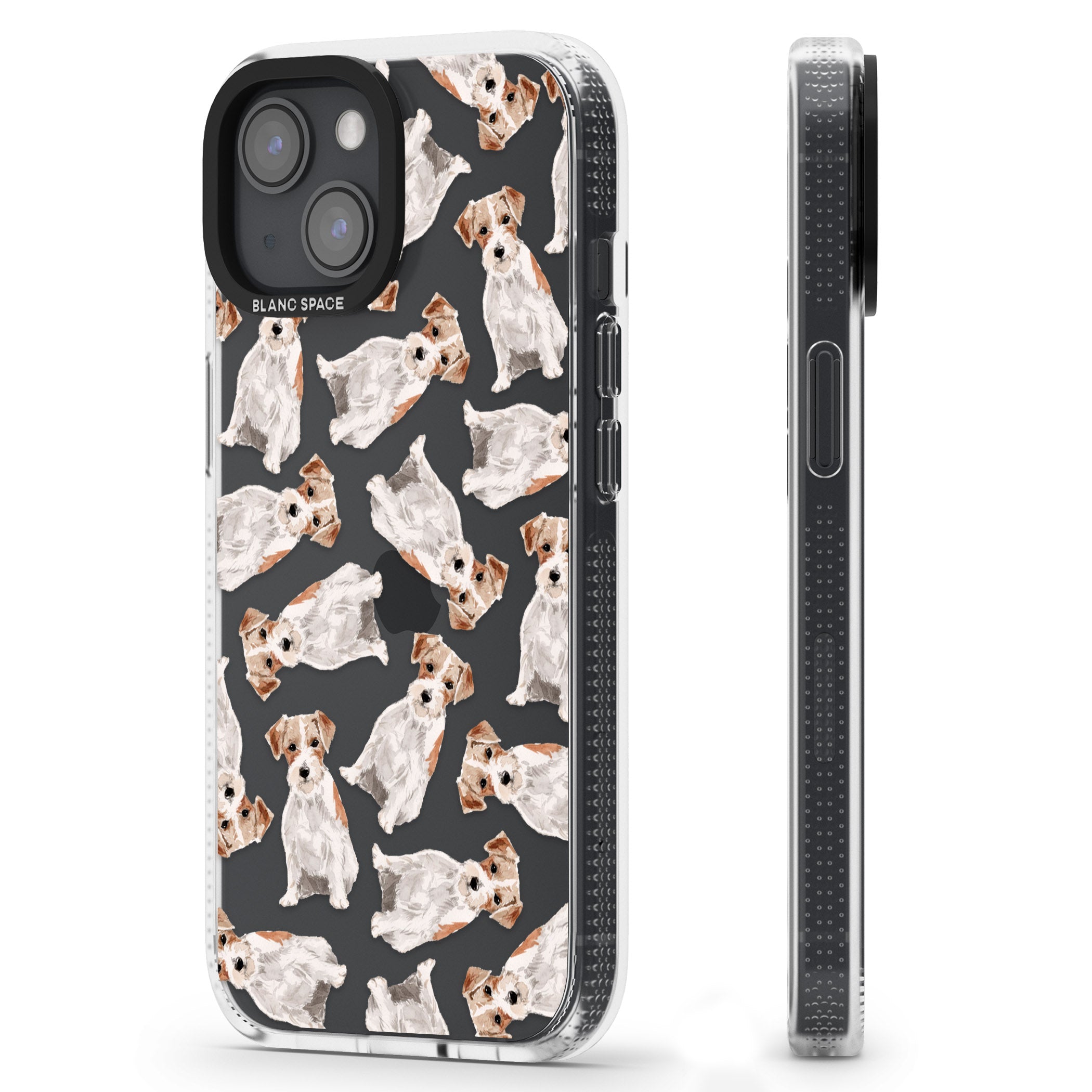 Wirehaired Jack Russell Watercolour Dog Pattern iPhone 15 / 14 / 13 Clear Case Impact Air - Blanc Space