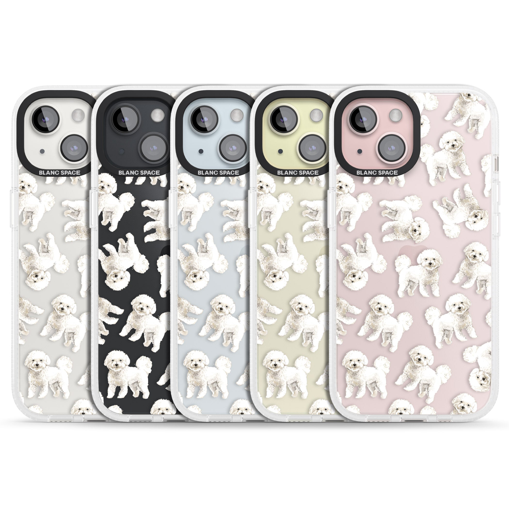 Bichon Frise Watercolour Dog Pattern iPhone 15 / 14 / 13 Clear Case Impact Air - Blanc Space