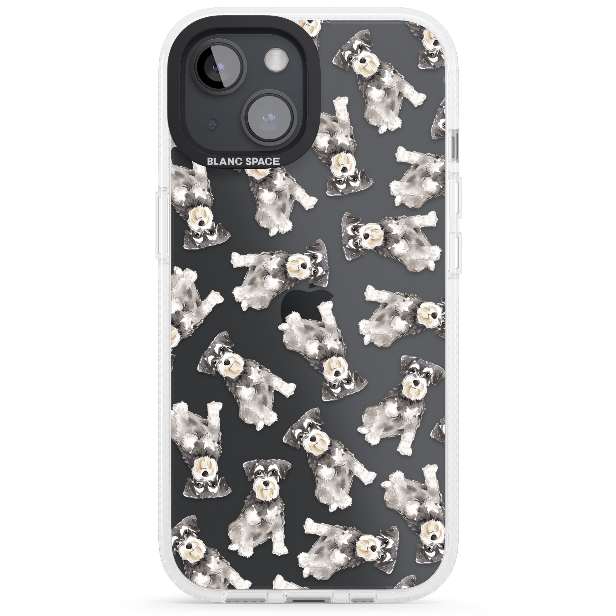 Miniature Schnauzer Watercolour Dog Pattern iPhone 15 / 14 / 13 Clear Case Impact Air - Blanc Space
