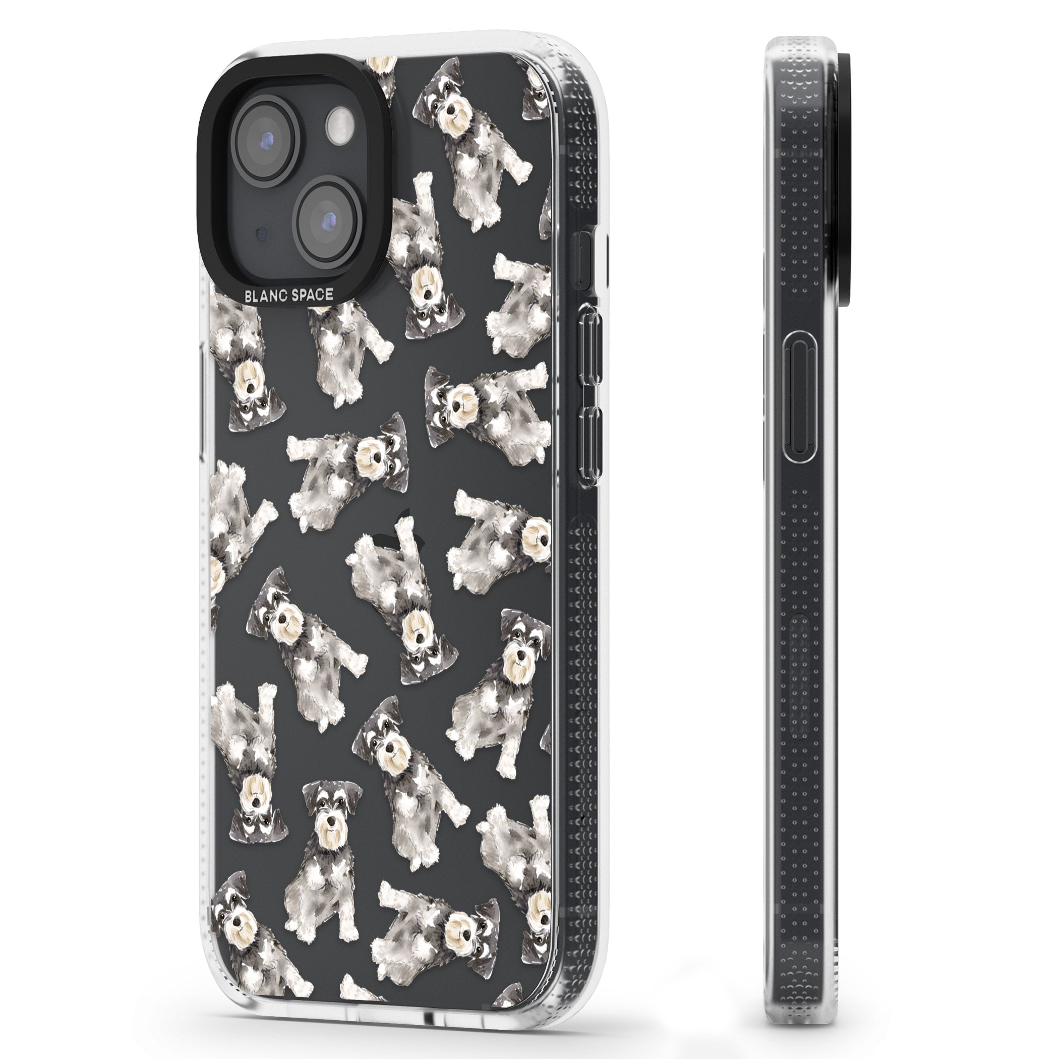 Miniature Schnauzer Watercolour Dog Pattern iPhone 15 / 14 / 13 Clear Case Impact Air - Blanc Space