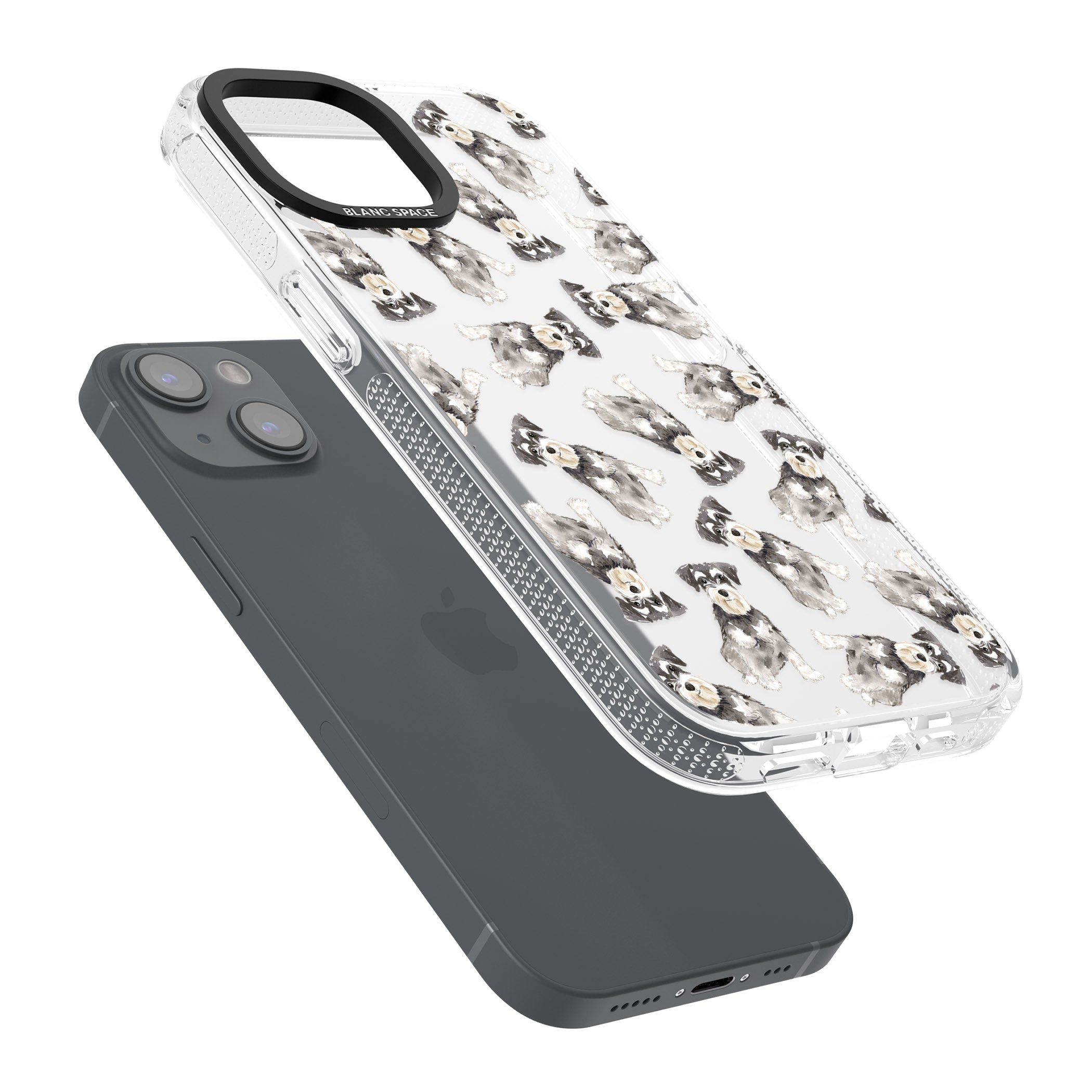 Miniature Schnauzer Watercolour Dog Pattern iPhone 15 / 14 / 13 Clear Case Impact Air - Blanc Space