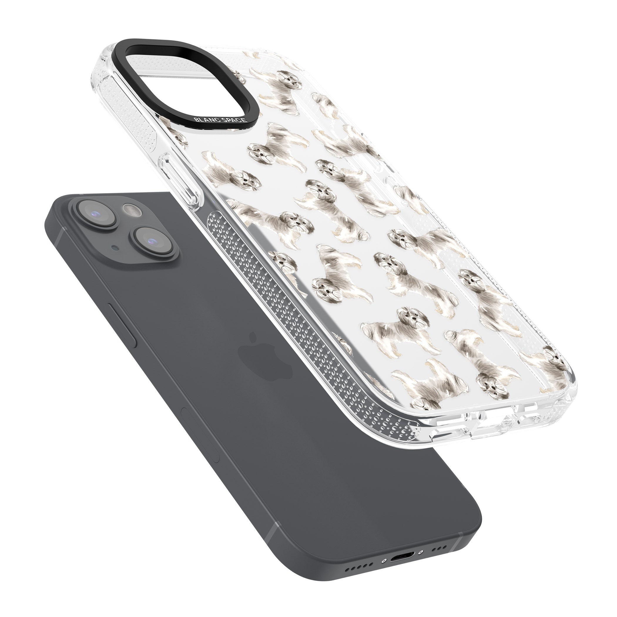 Shih tzu (Short Hair) Watercolour Dog Pattern iPhone 15 / 14 / 13 Clear Case Impact Air - Blanc Space