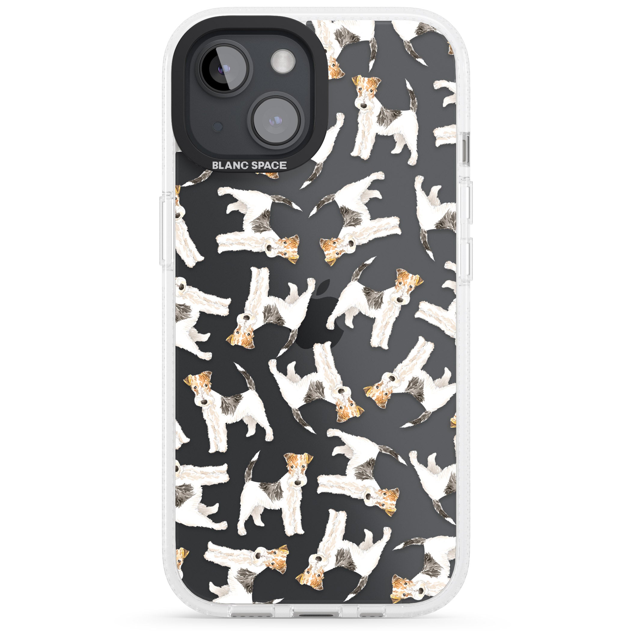 Wire Haired Fox Terrier Watercolour Dog Pattern iPhone 15 / 14 / 13 Clear Case Impact Air - Blanc Space